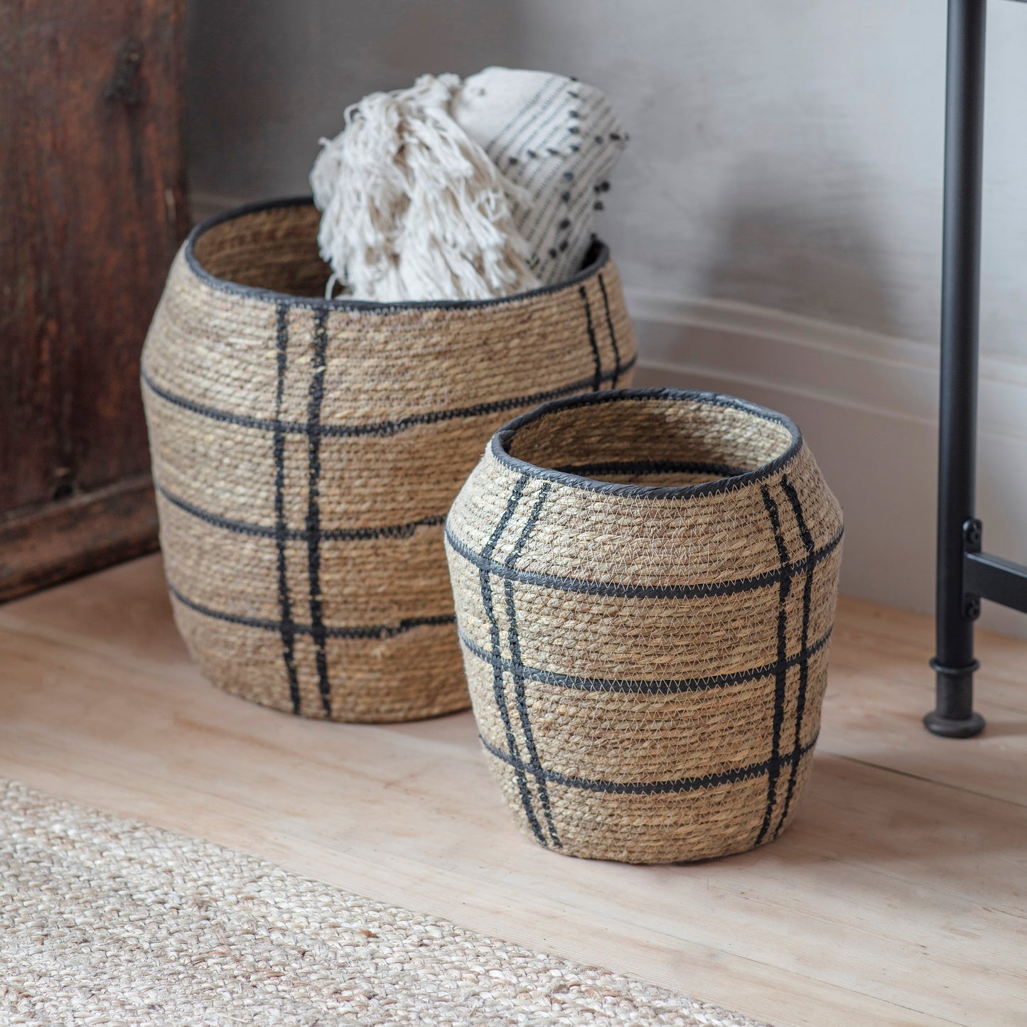 Woodleigh Pair of Plaid Storage Baskets