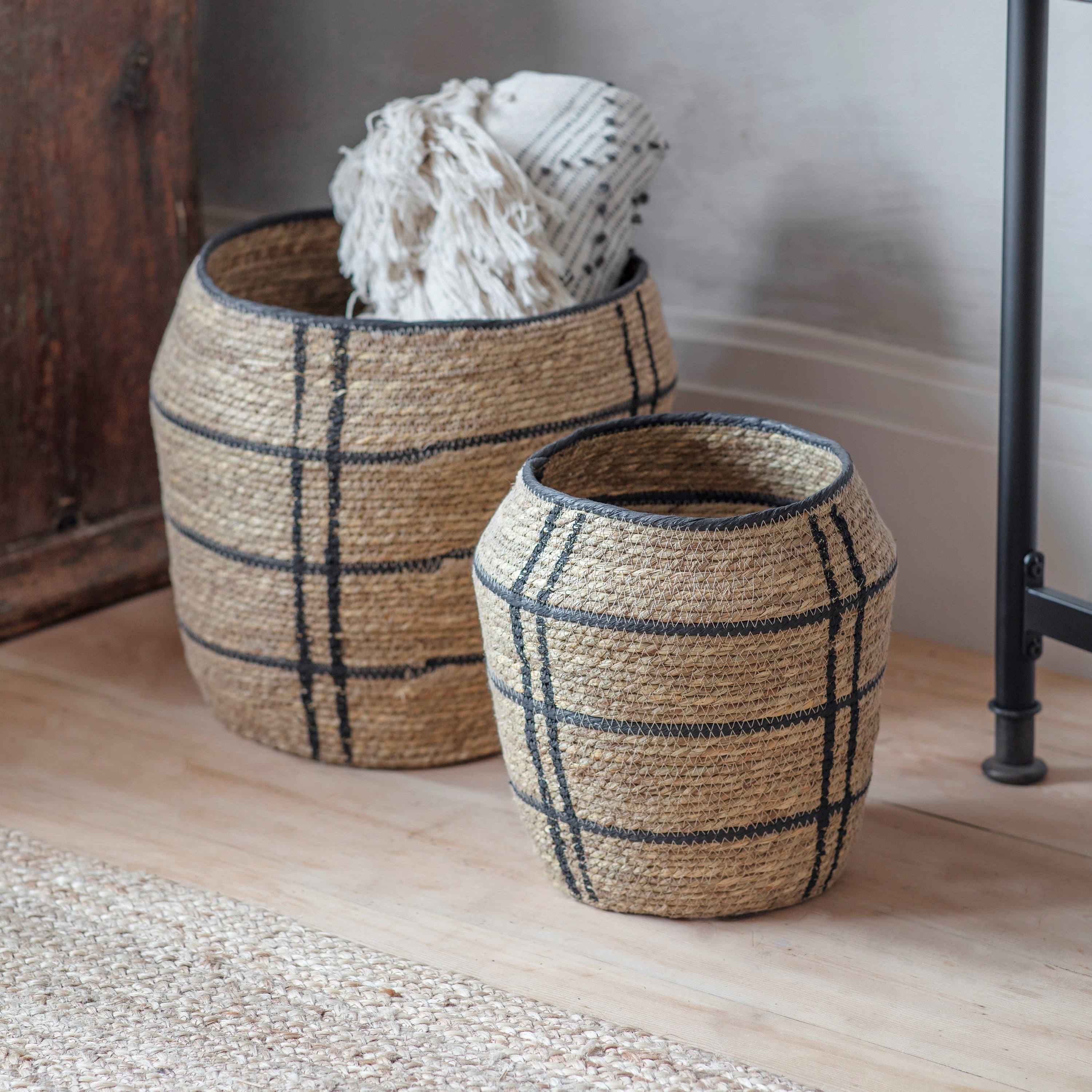Woodleigh Pair of Plaid Storage Baskets