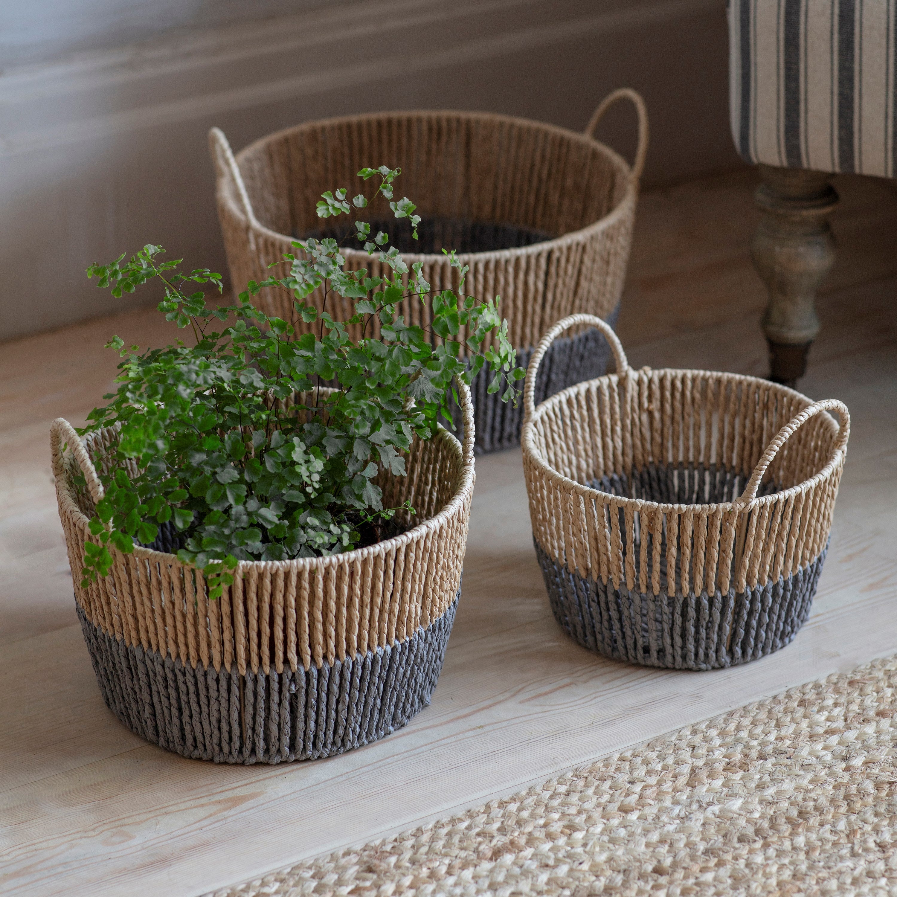 Woodleigh Set of 3 Two-Tone Baskets