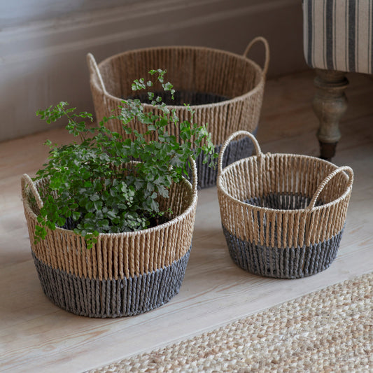 Woodleigh Set of 3 Two-Tone Baskets