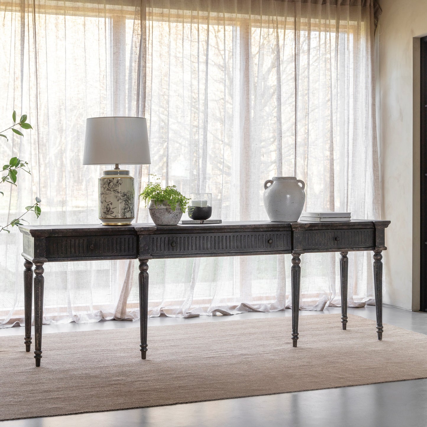 Clovelly Black Spindle Console Table