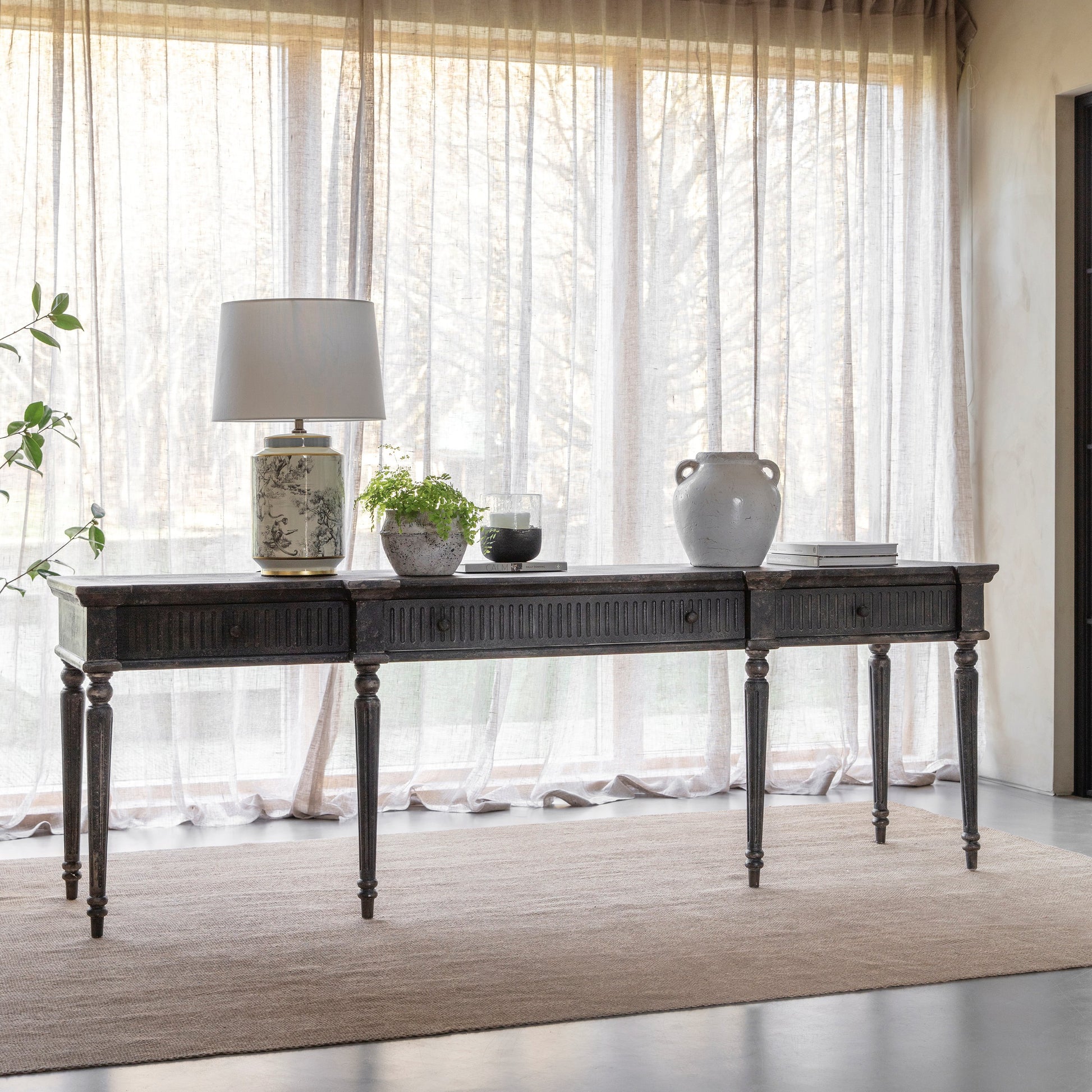 Clovelly Black Spindle Console Table