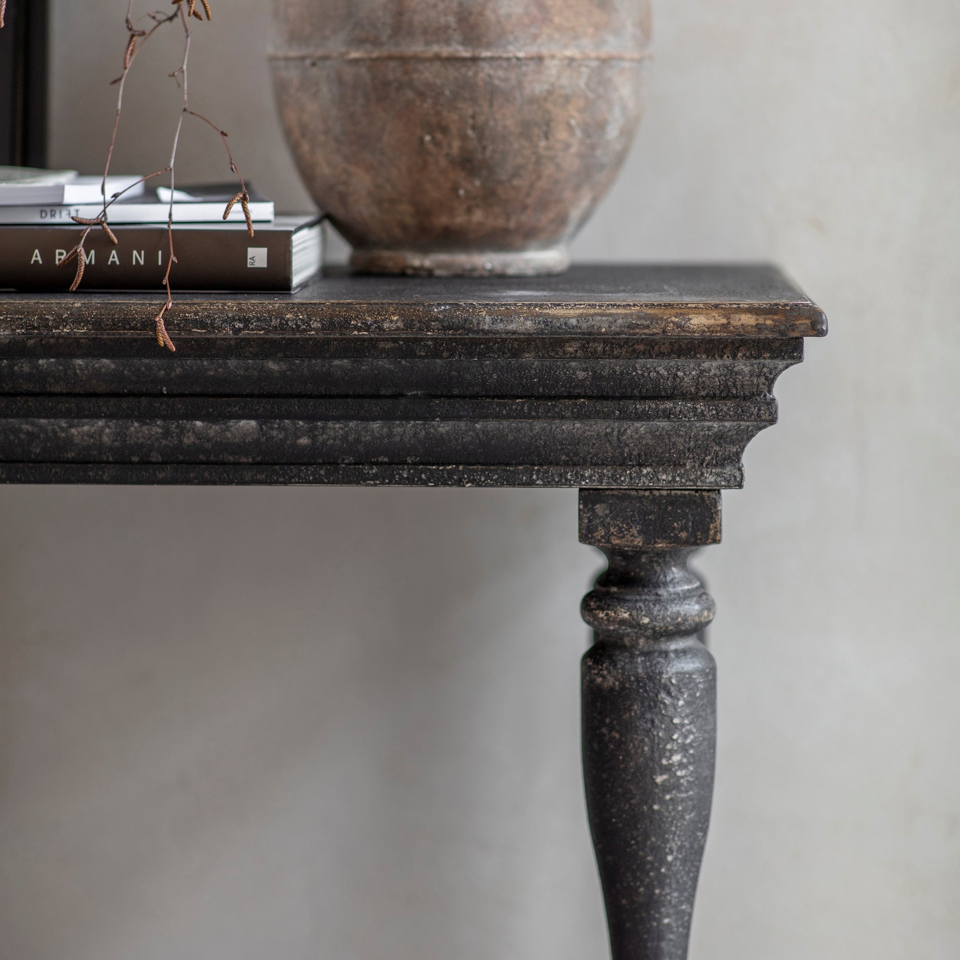 Clovelly Large Black Console Table with Shelf
