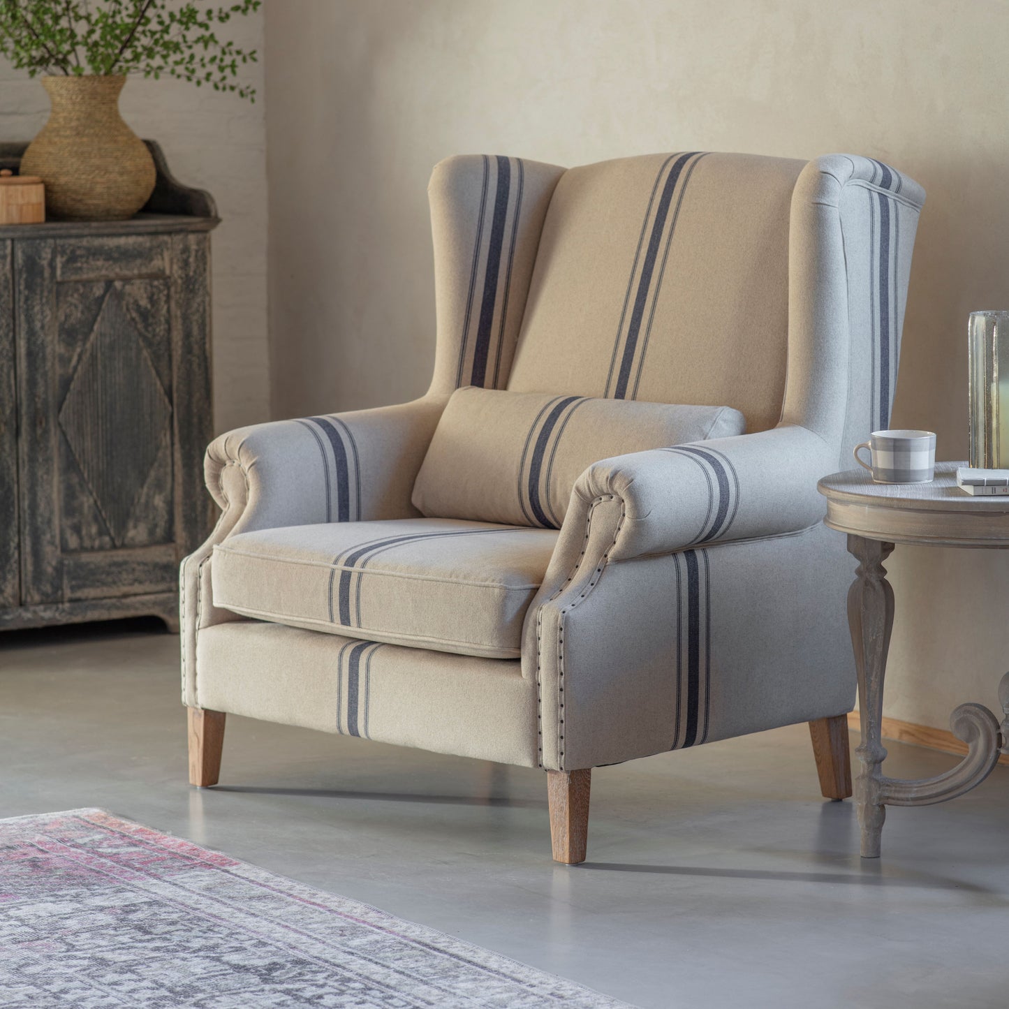 Monroe Blue Stripe Loveseat