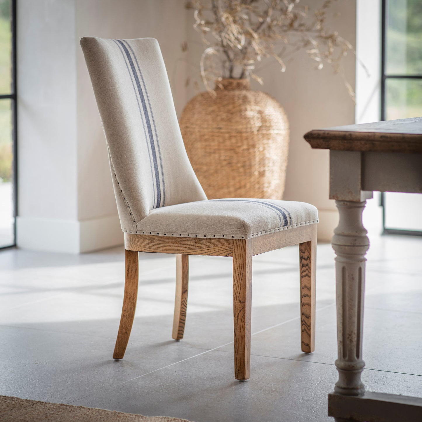 Monroe Blue Stripe Dining Chair