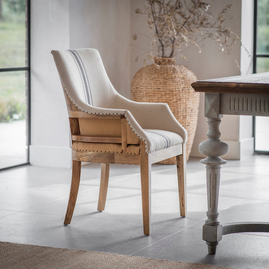 Monroe Blue Stripe Deconstructed Carver Chair