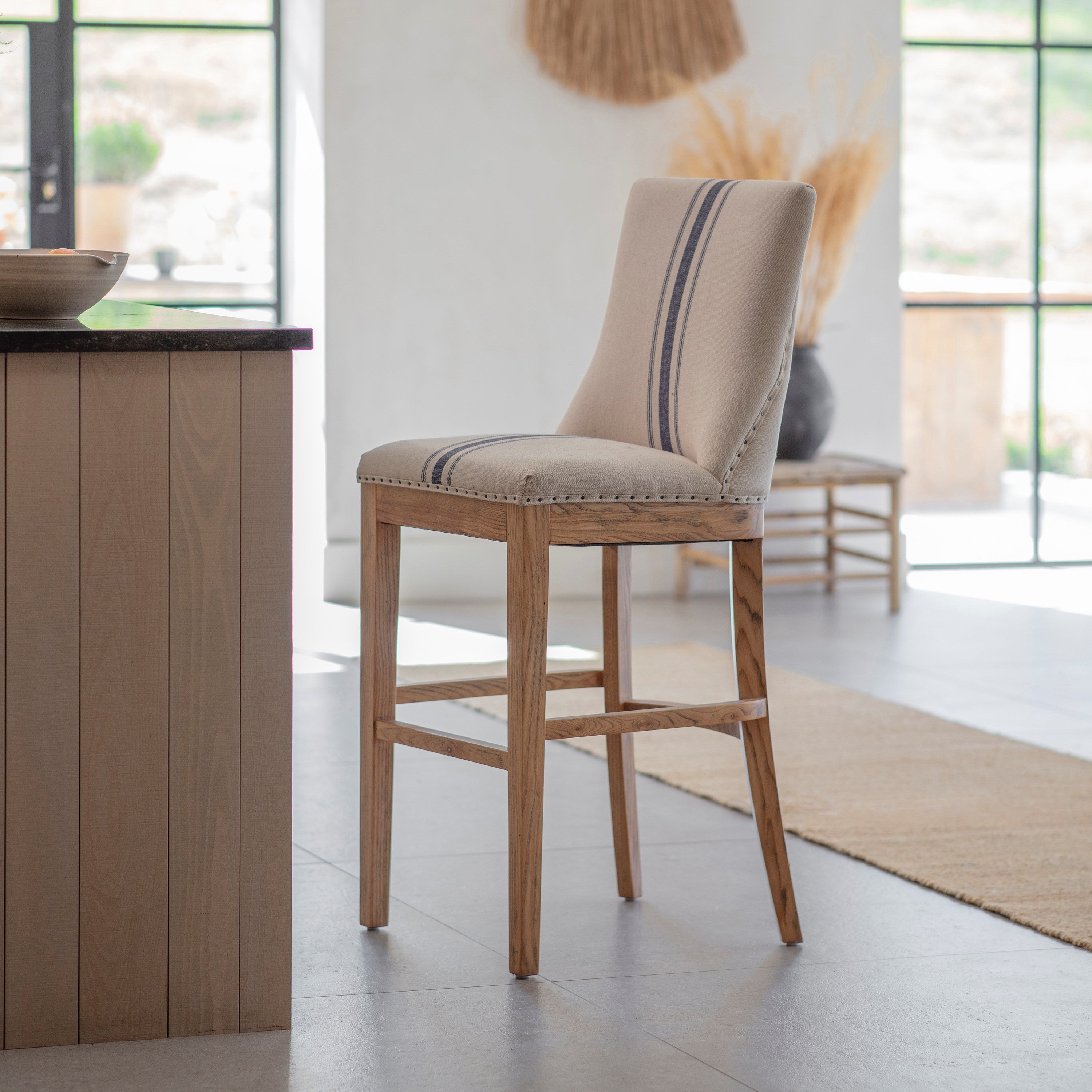 Monroe Blue Stripe Bar Stool