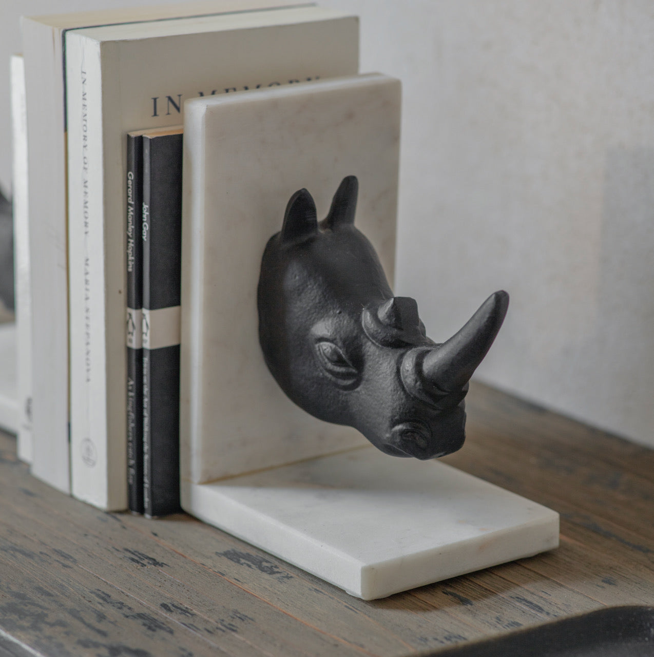 Macleod Rhino Bookends on Marble Base