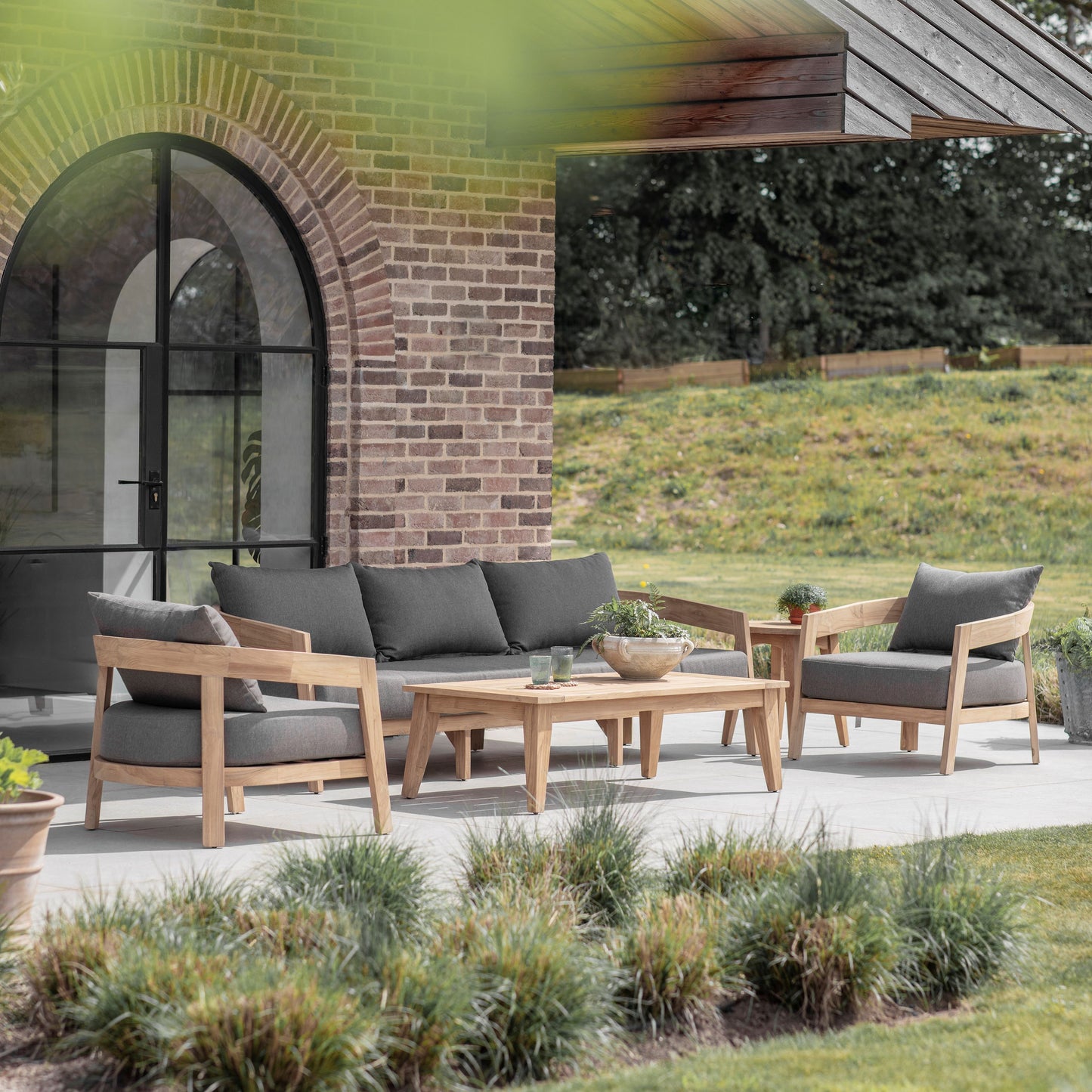 Lindley Outdoor Teak Sofa Set
