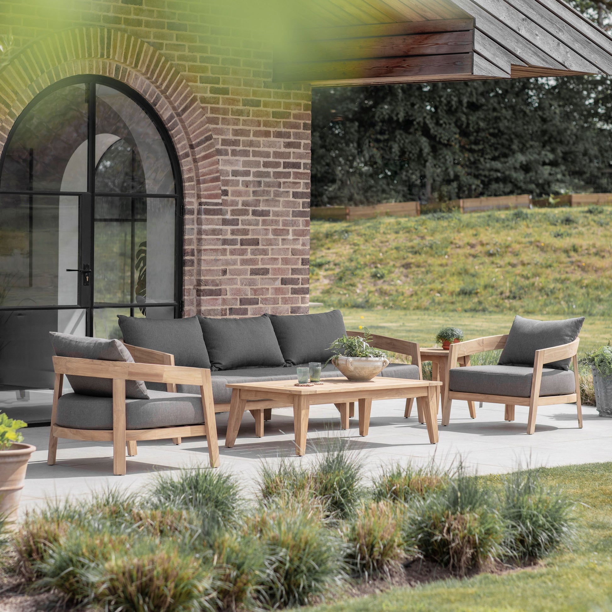 Lindley Outdoor Teak Sofa Set