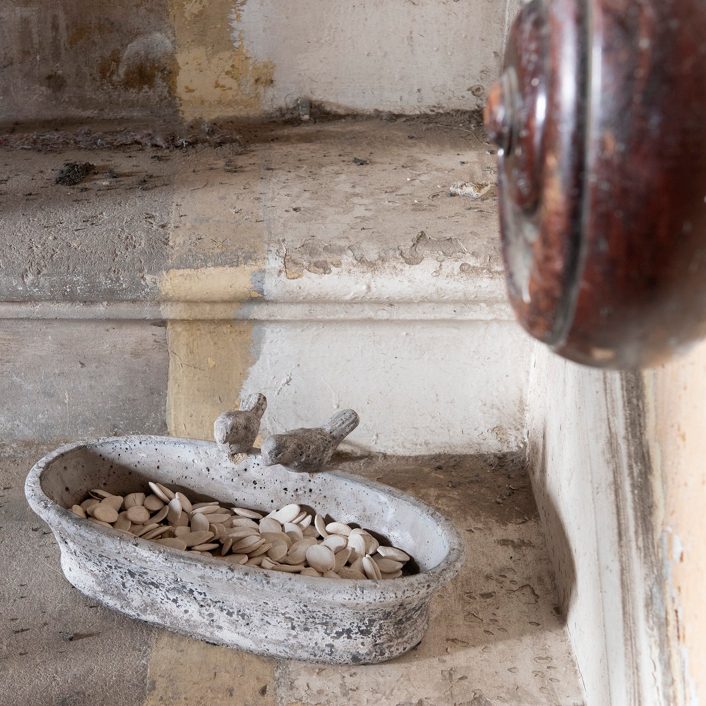 Birkdale Stone Oval Bowl with Birds