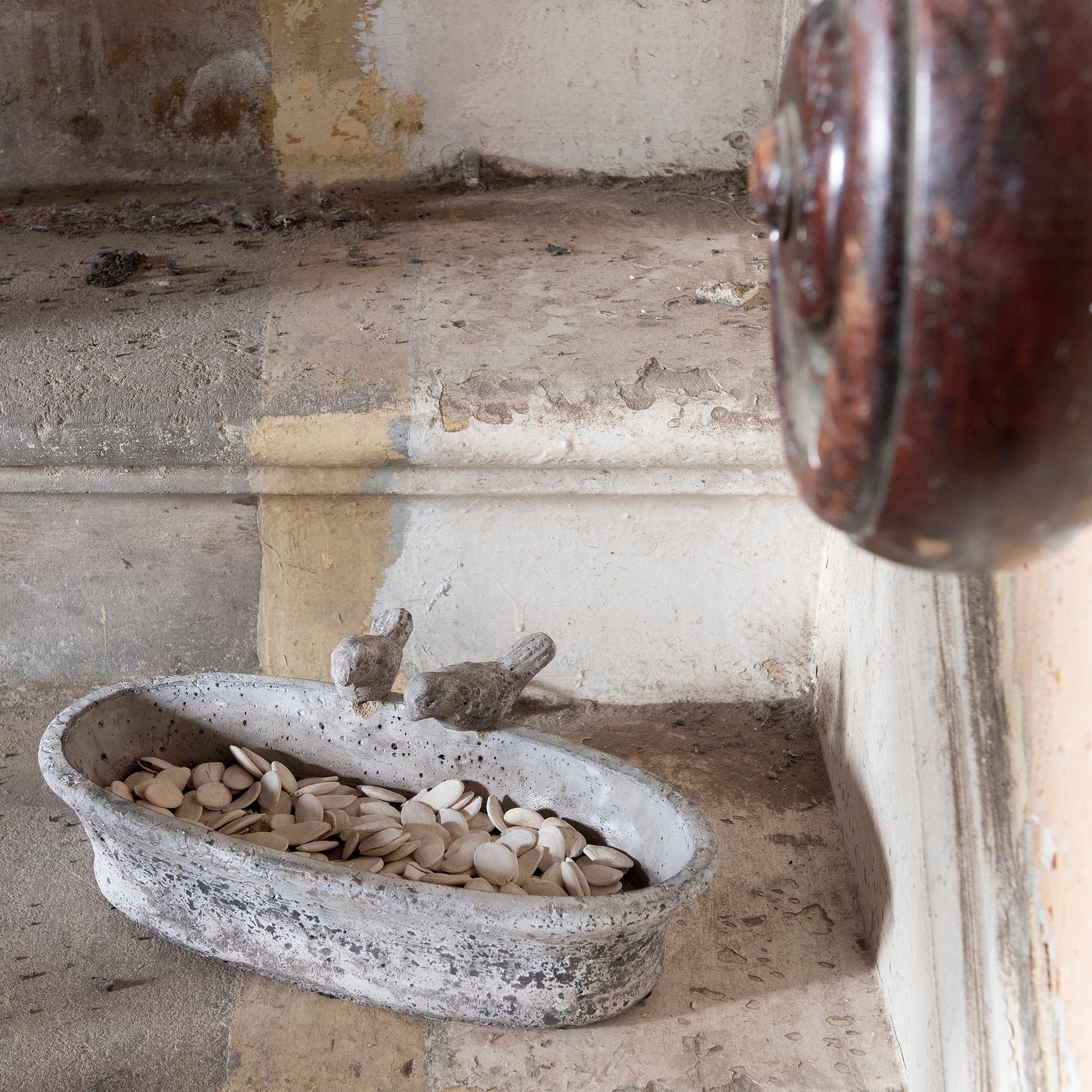 Birkdale Stone Oval Bowl with Birds
