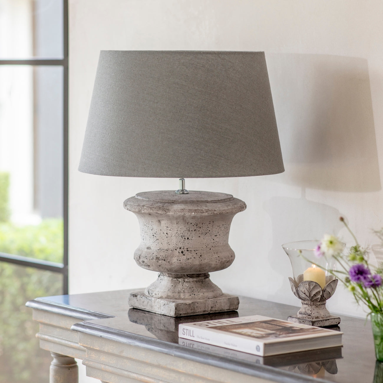 Birkdale Squat Stone Urn Table Lamp