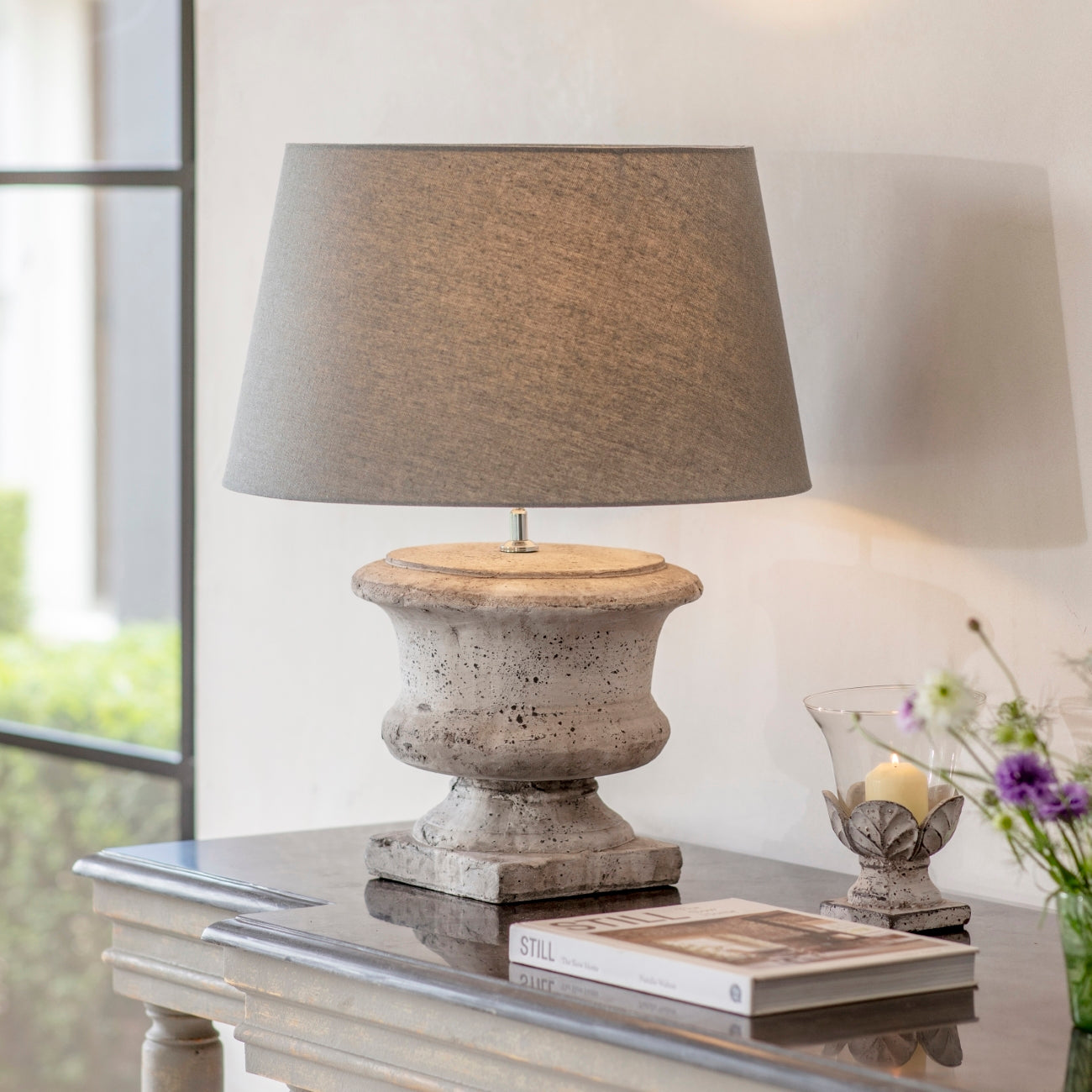 Birkdale Squat Stone Urn Table Lamp