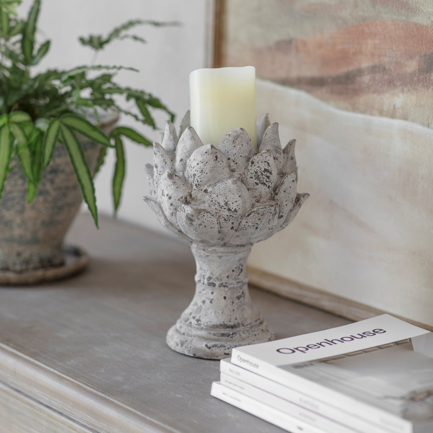 Birkdale Stone Artichoke Candlestick