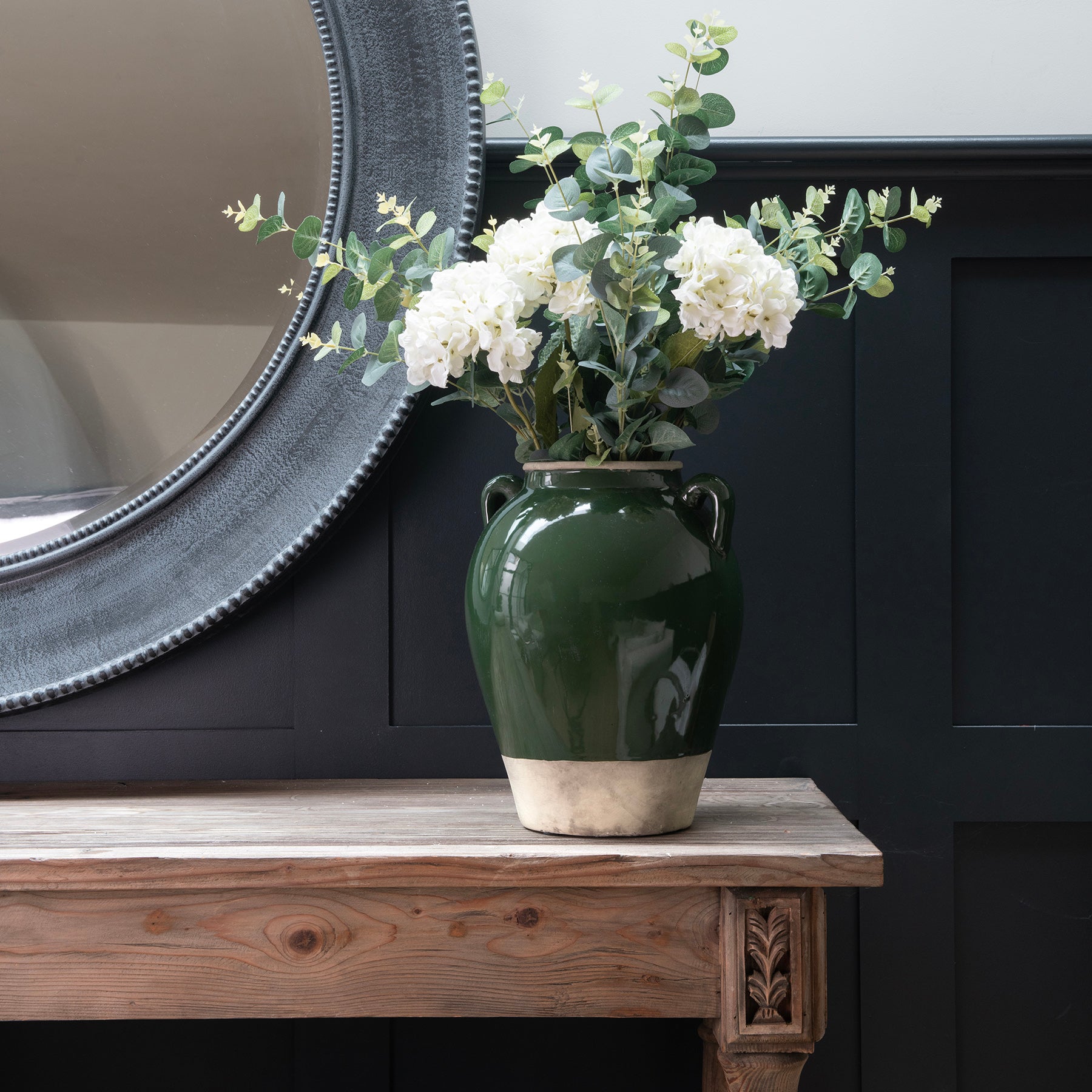 Carlingford Tall Green Urn with Handles