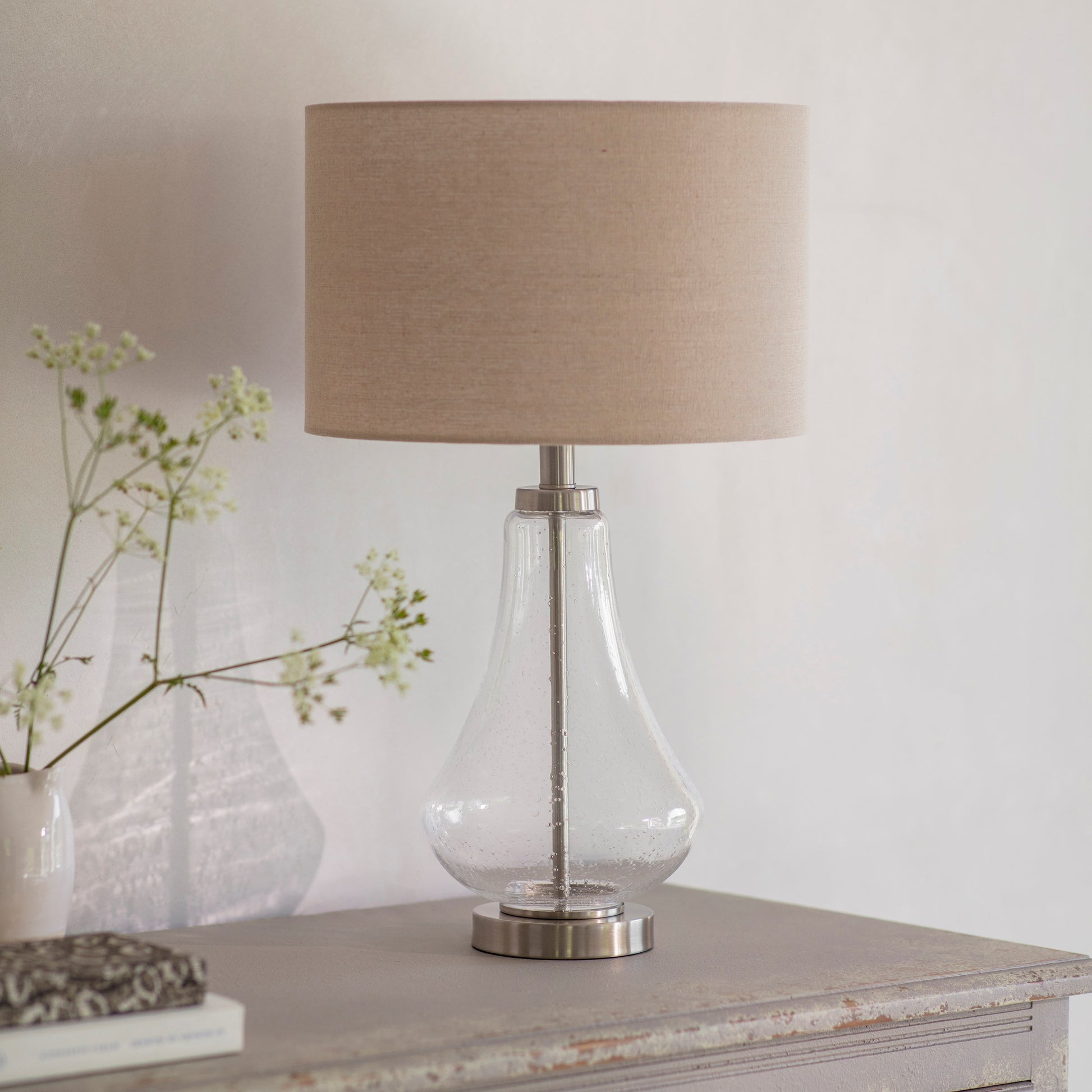 Derby Bubbled Teardrop Glass Lamp with Shade