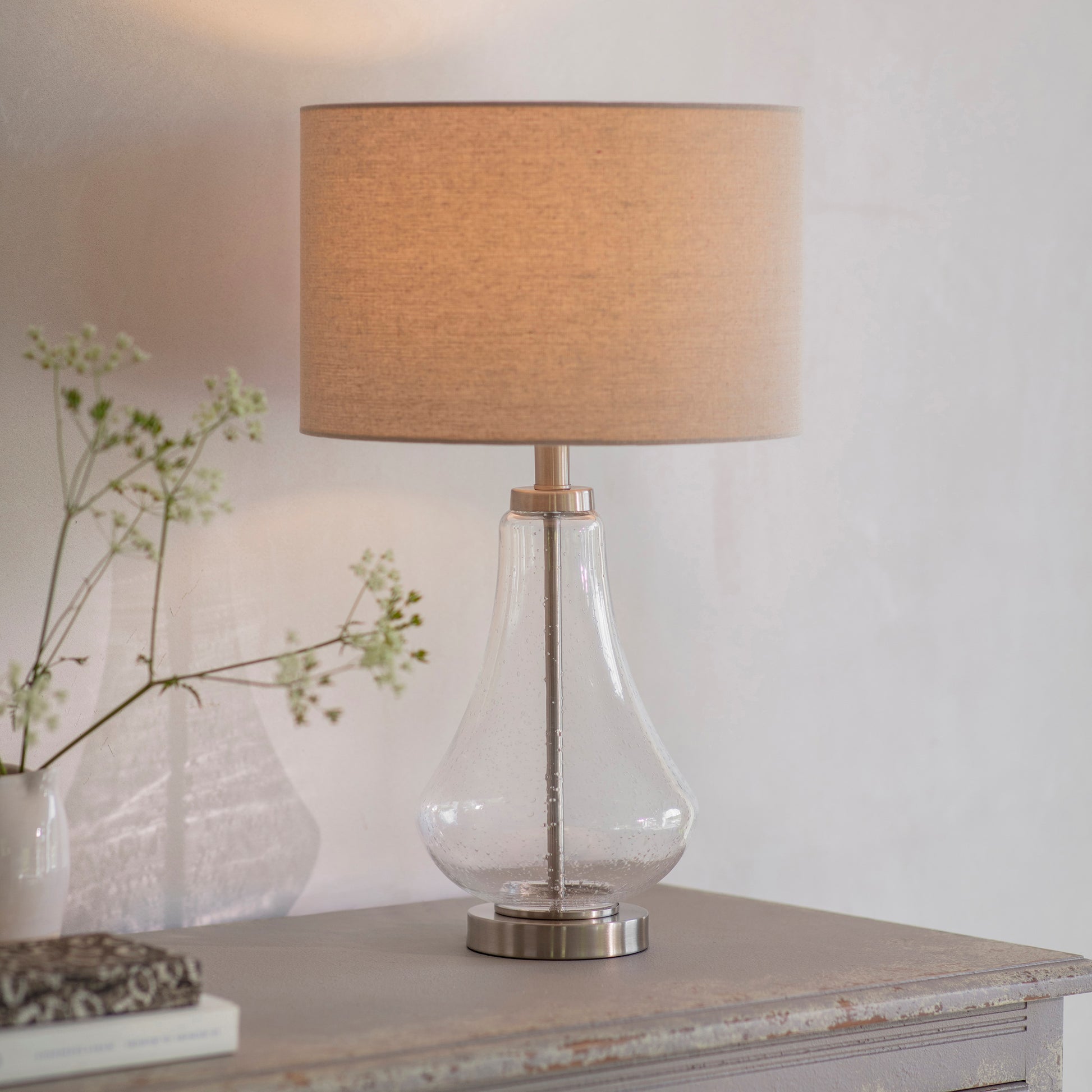 Derby Bubbled Teardrop Glass Lamp with Shade