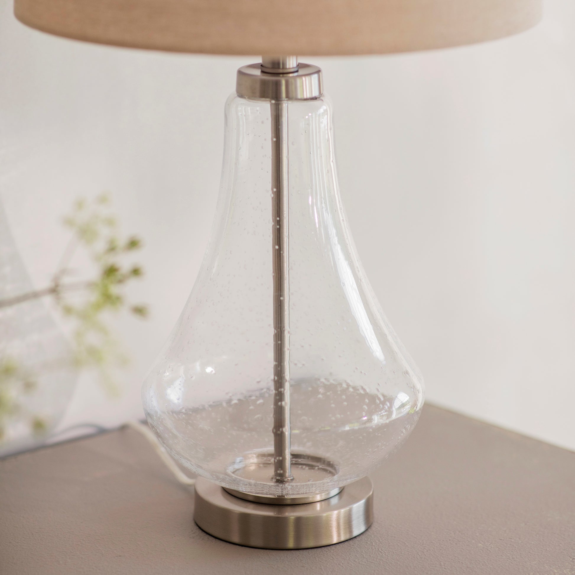 Derby Bubbled Teardrop Glass Lamp with Shade