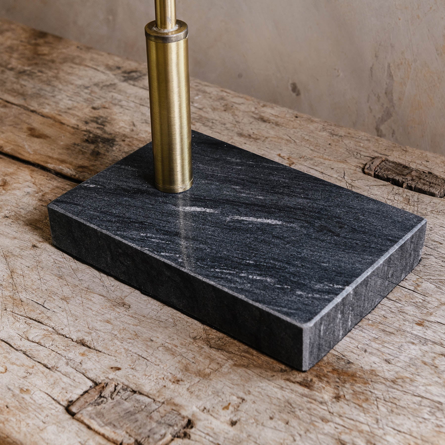 Derby Rectangular Black Marble and Steel Desk Lamp