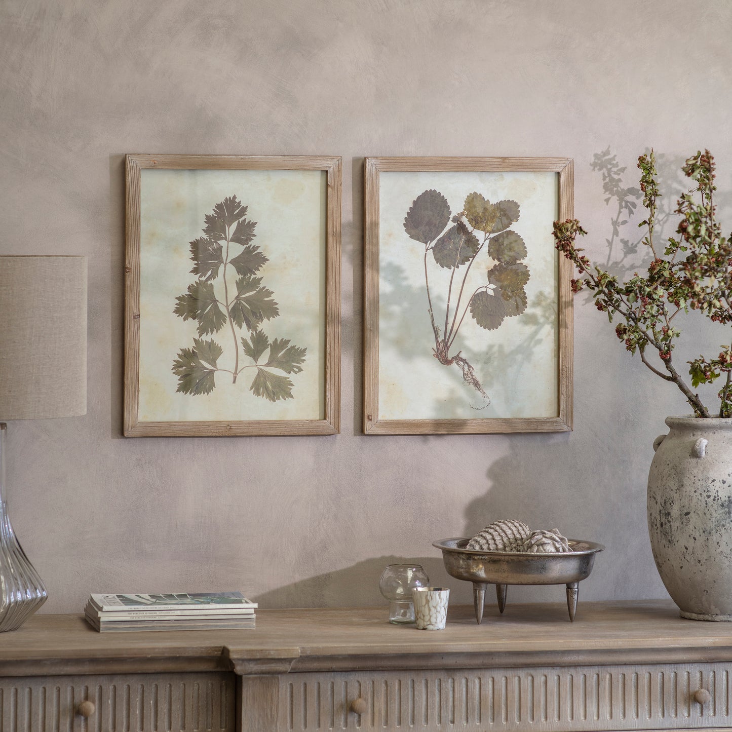 Ormington Set of 2 Rustic Leaf Framed Prints