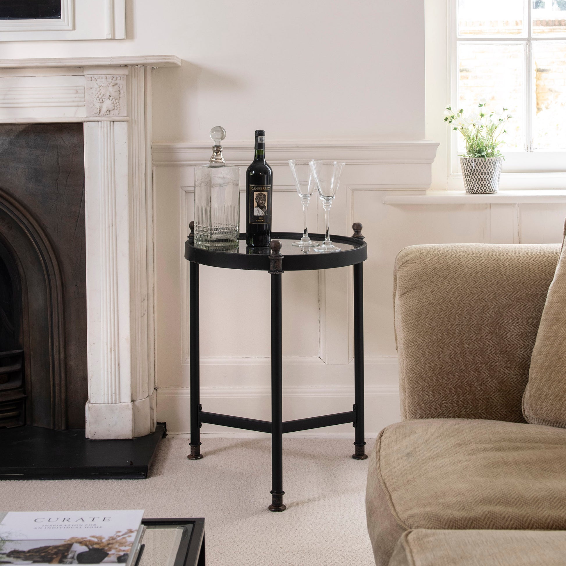 Evershot Mirrored Top Side Table