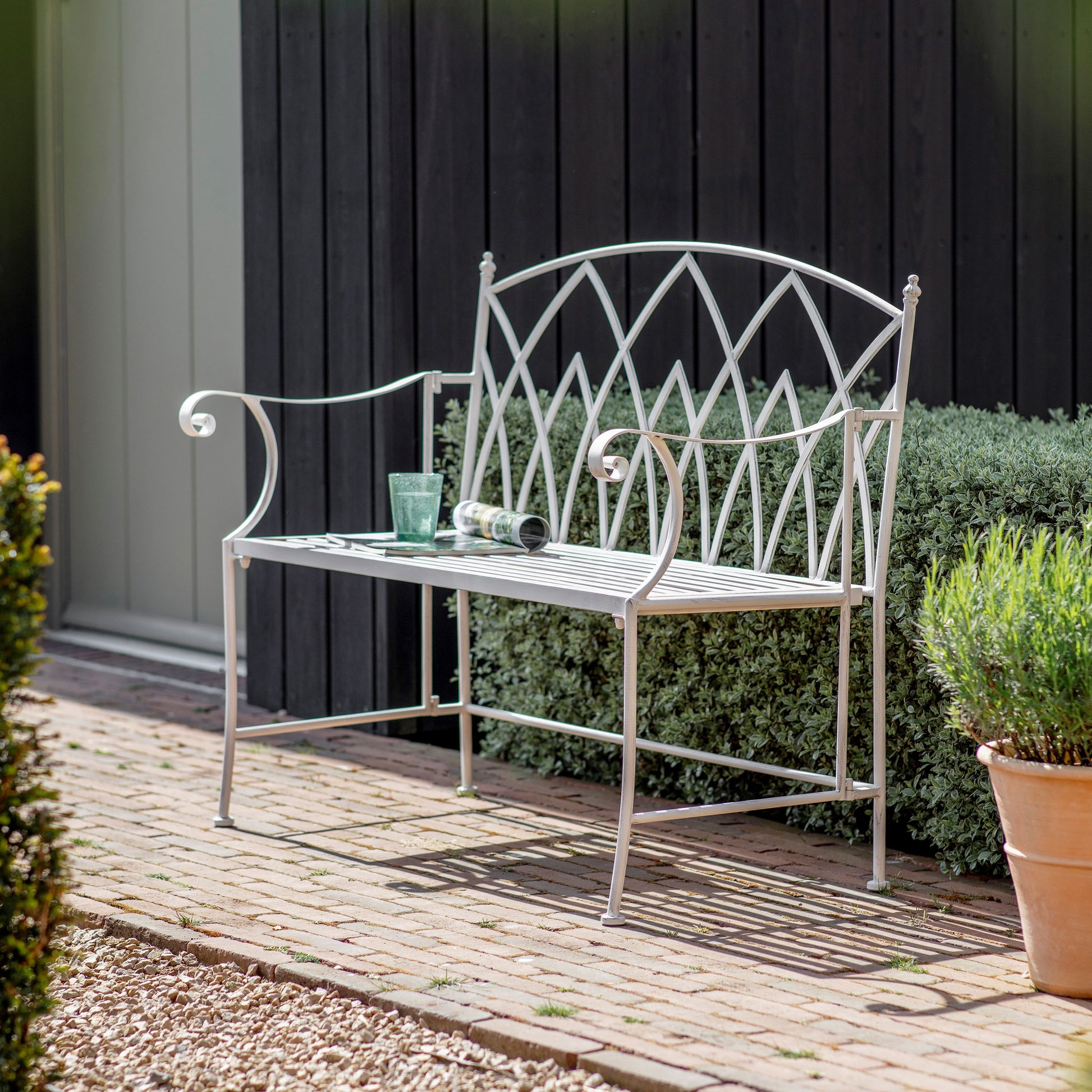 Lustleigh Antique White Garden Bench