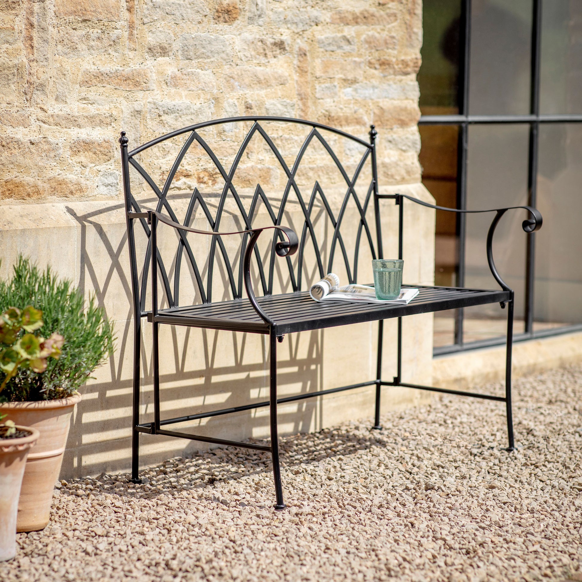 Lustleigh Matt Black Garden Bench