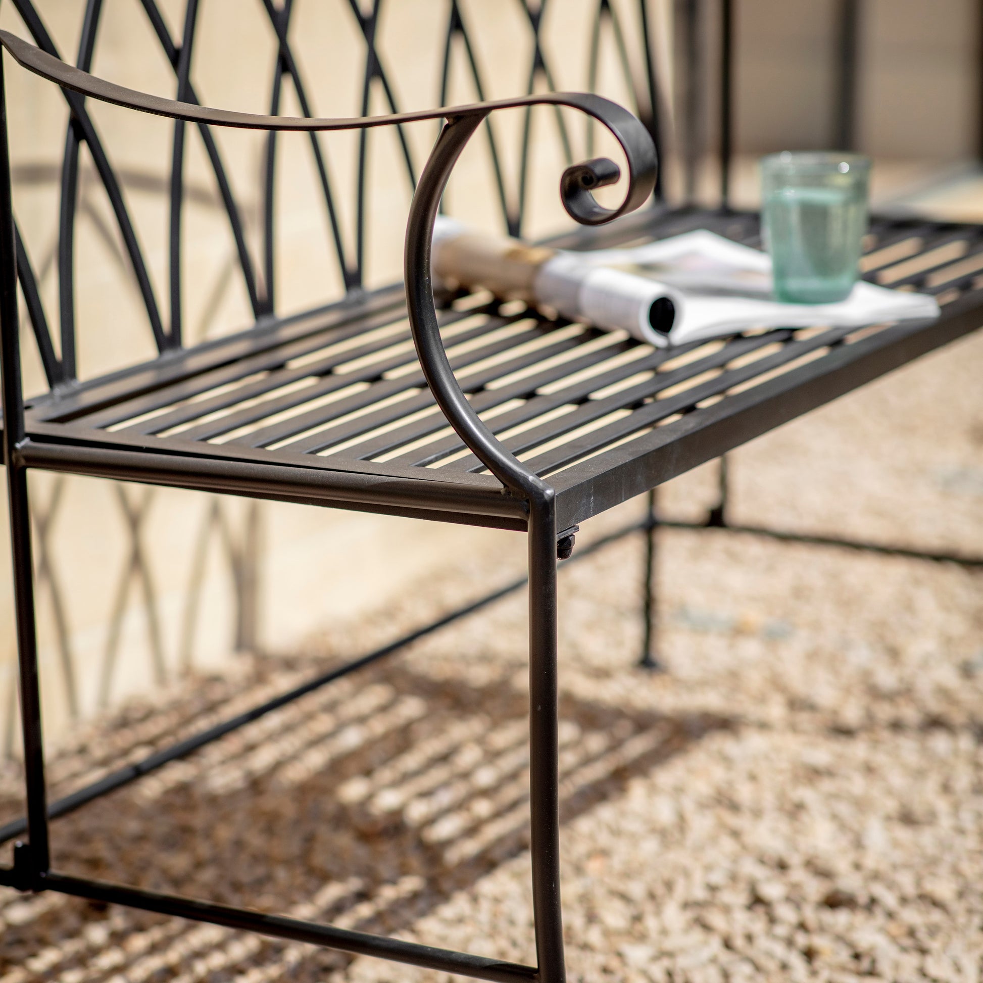 Lustleigh Matt Black Garden Bench