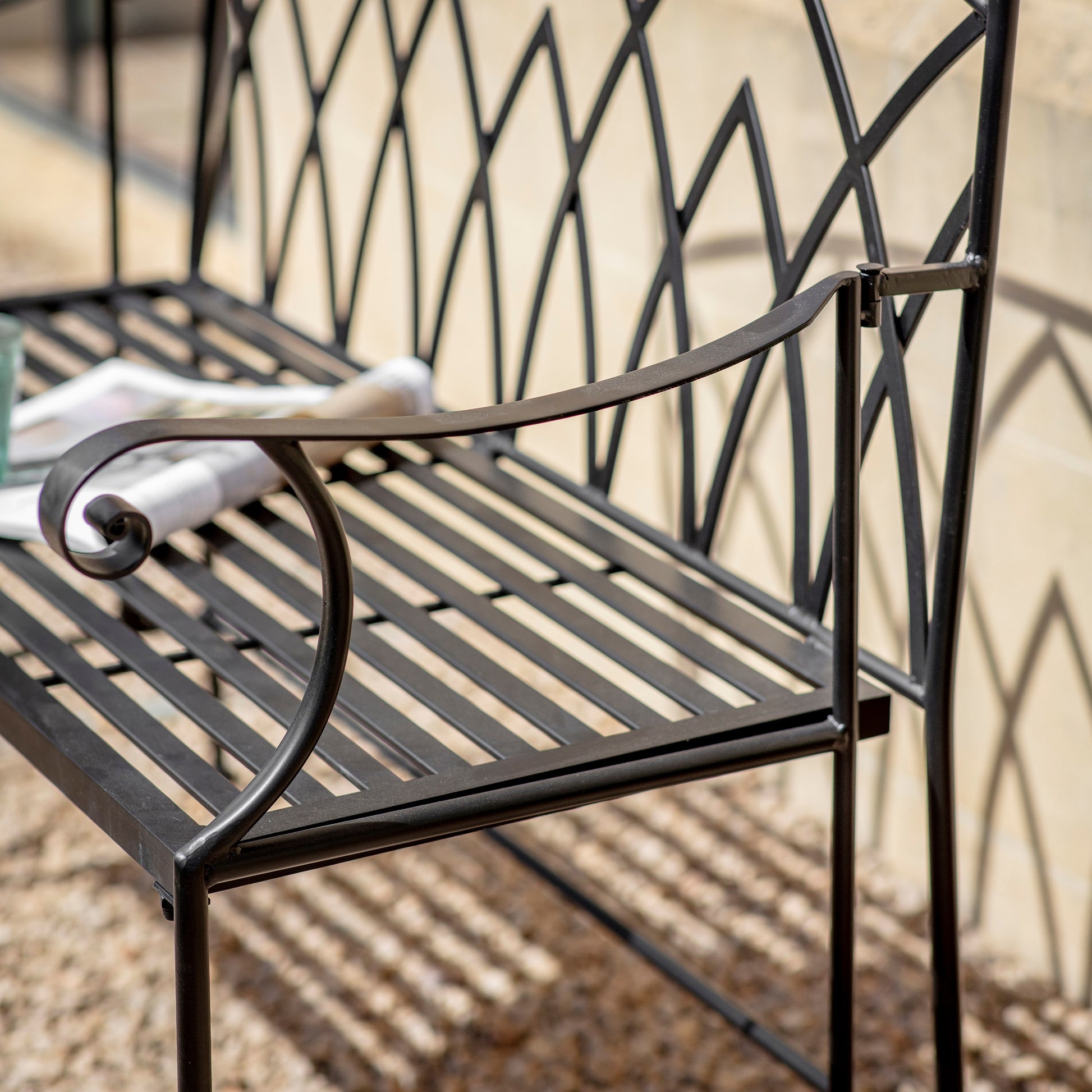 Lustleigh Matt Black Garden Bench