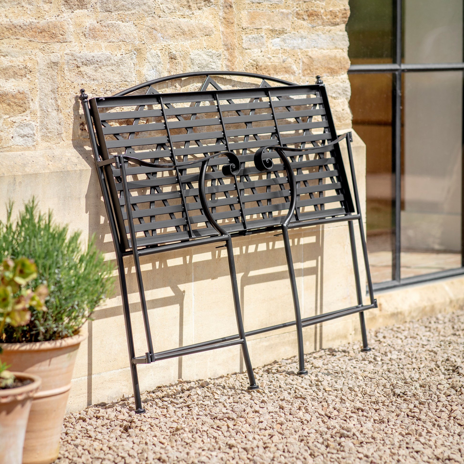 Lustleigh Matt Black Garden Bench