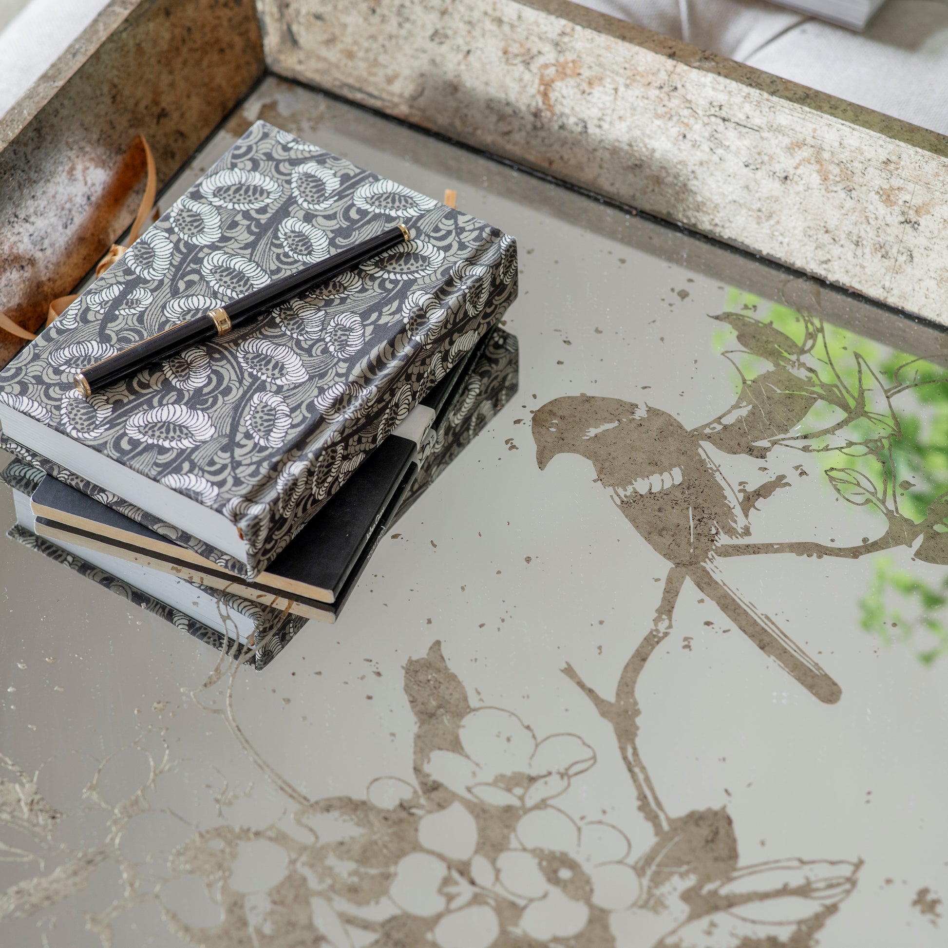 Waltham Square Mirrored Bird Tray