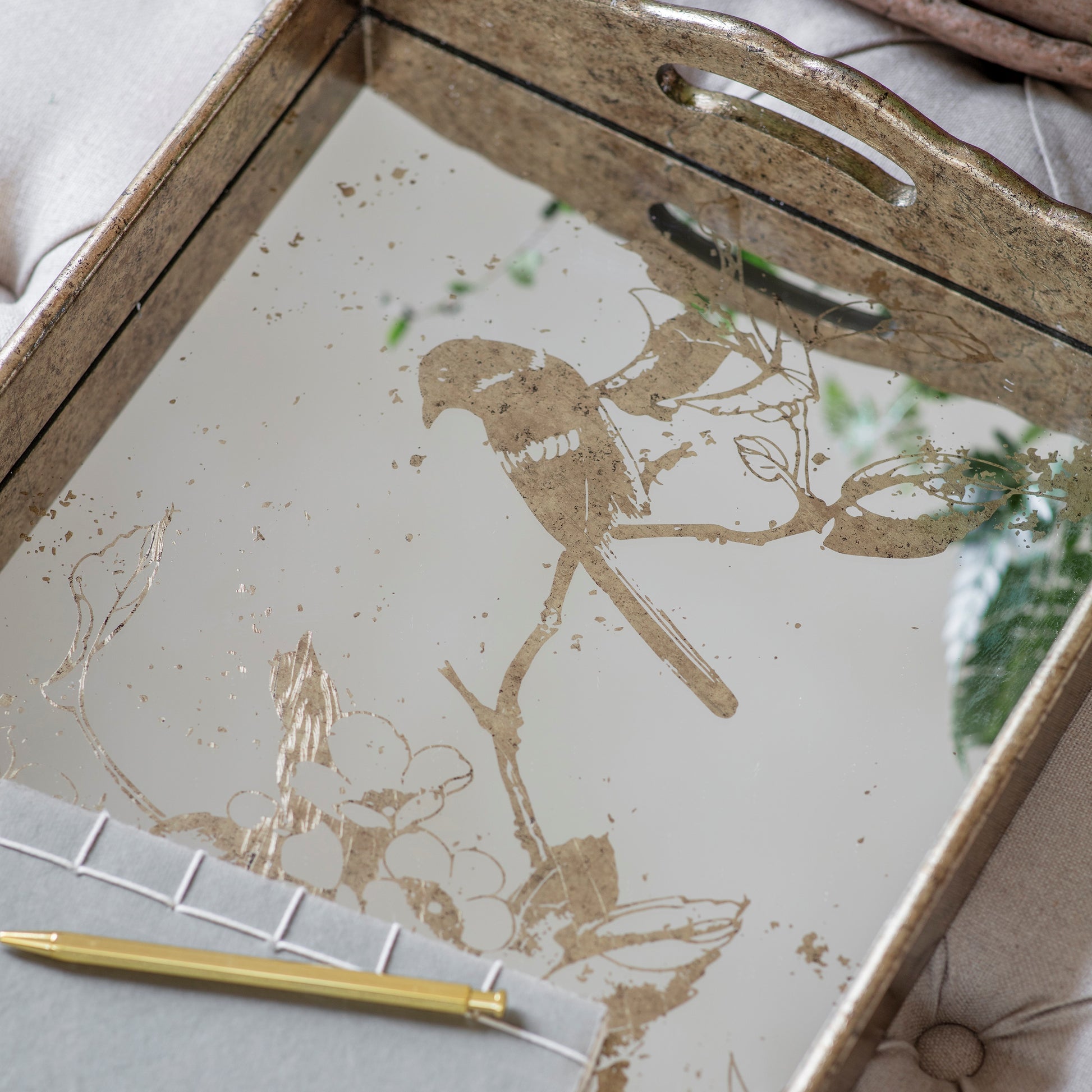 Waltham Rectangular Mirrored Bird Tray