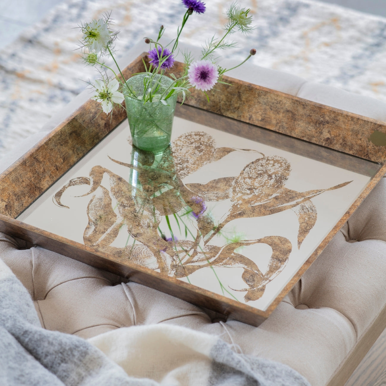 Waltham Square Mirrored Botanical Tray