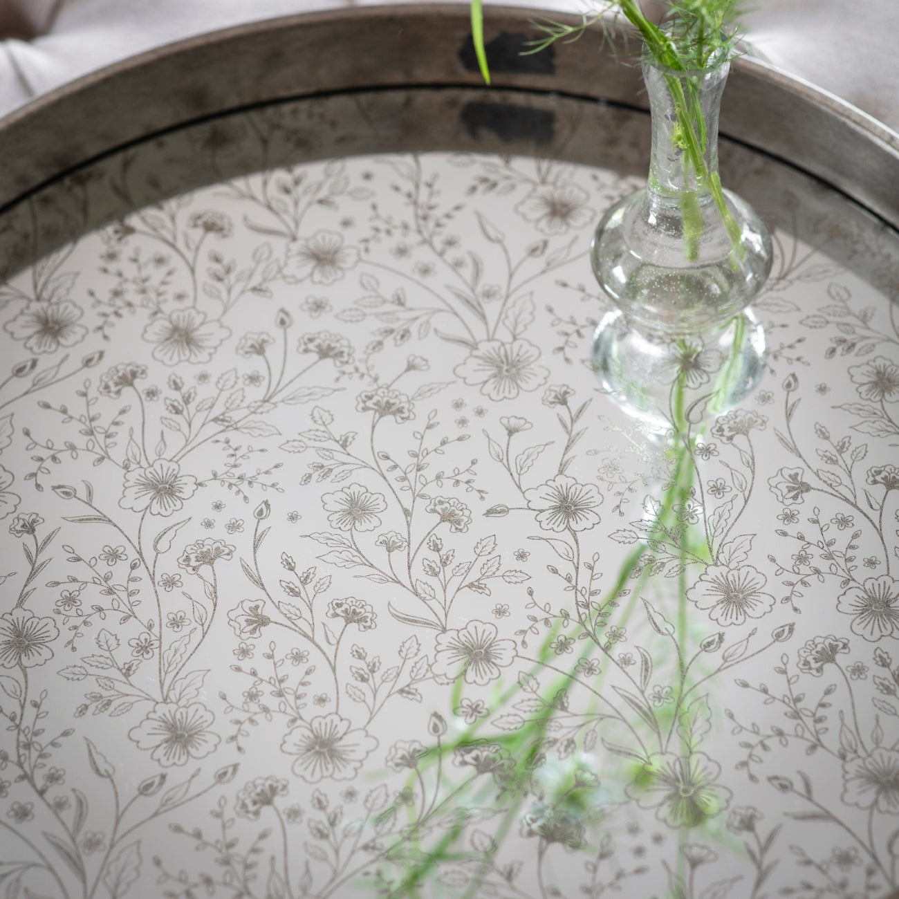 Waltham Round Mirrored Silver Tray