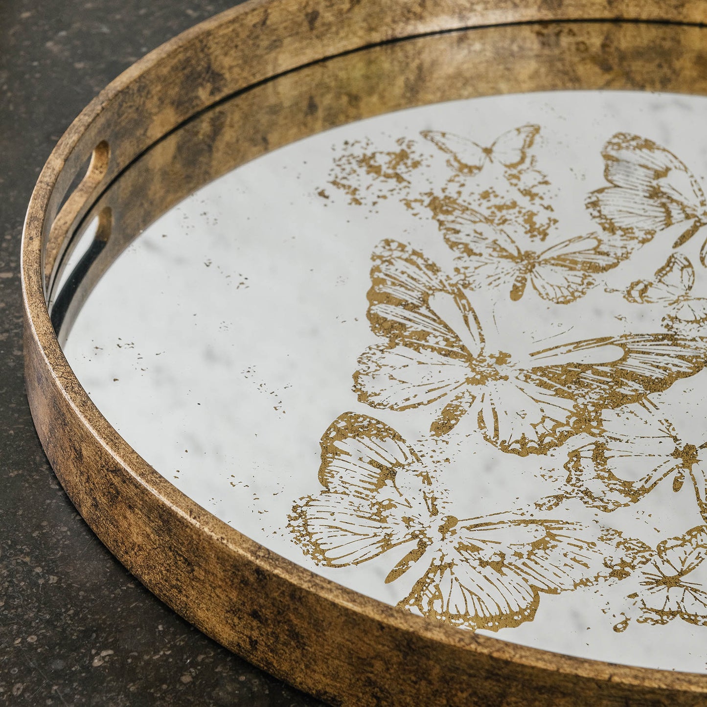 Waltham Round Mirrored Butterfly Tray