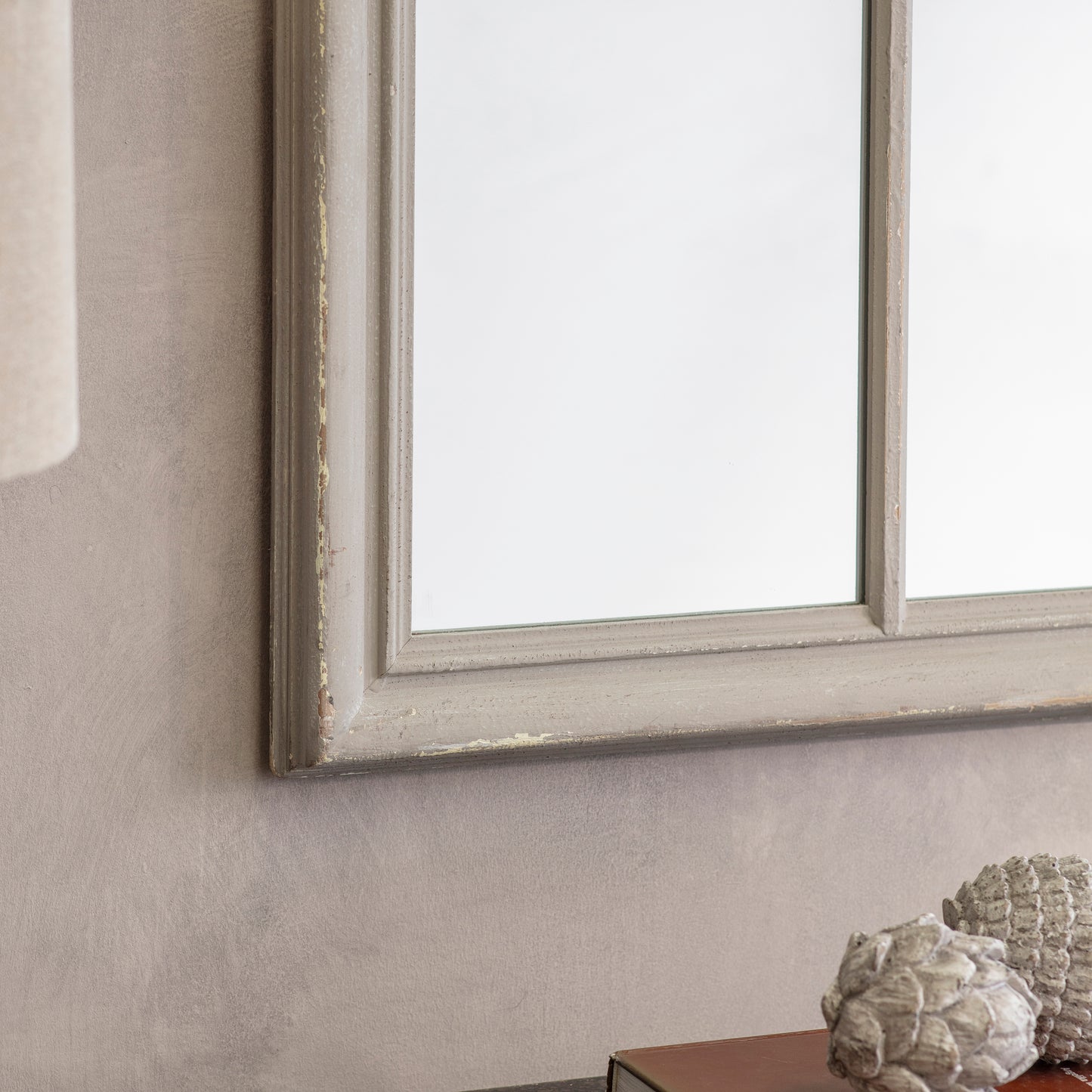 Wilton Grey Mirror with Wooden Grid