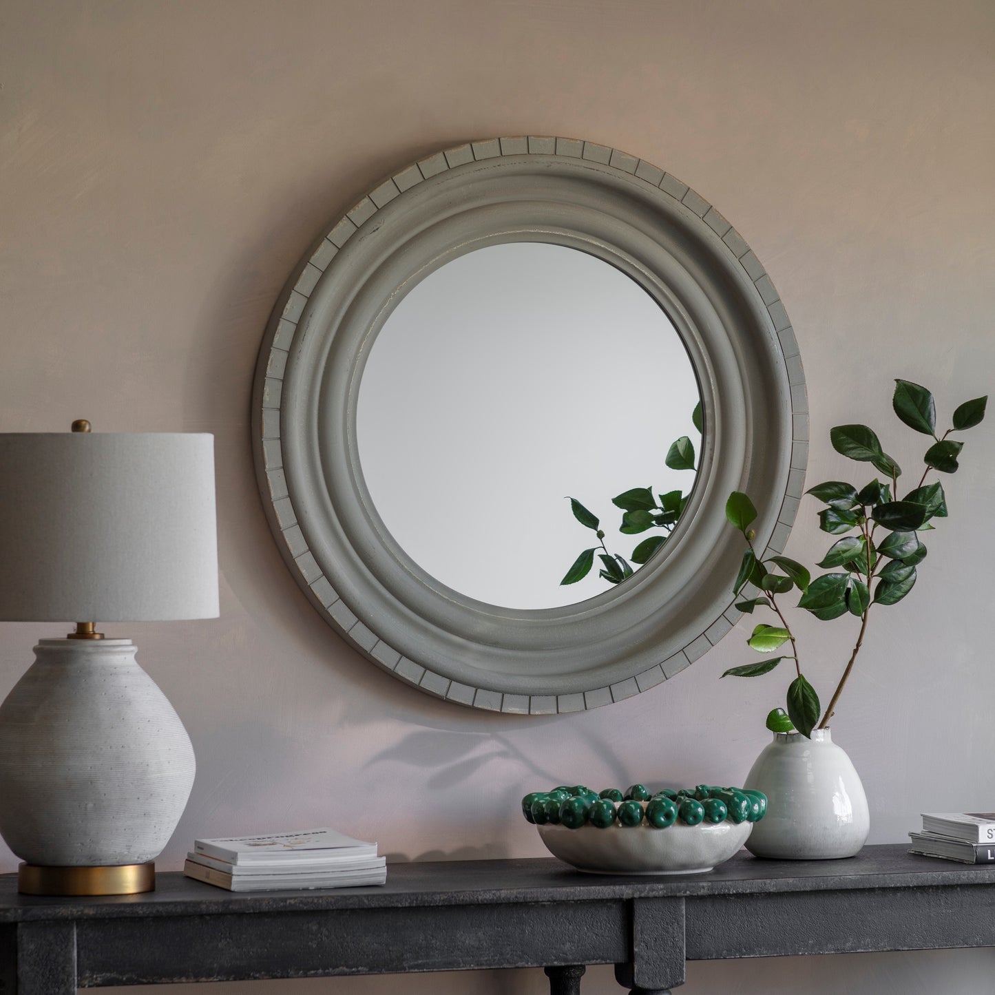 Wilton Grey Round Mirror