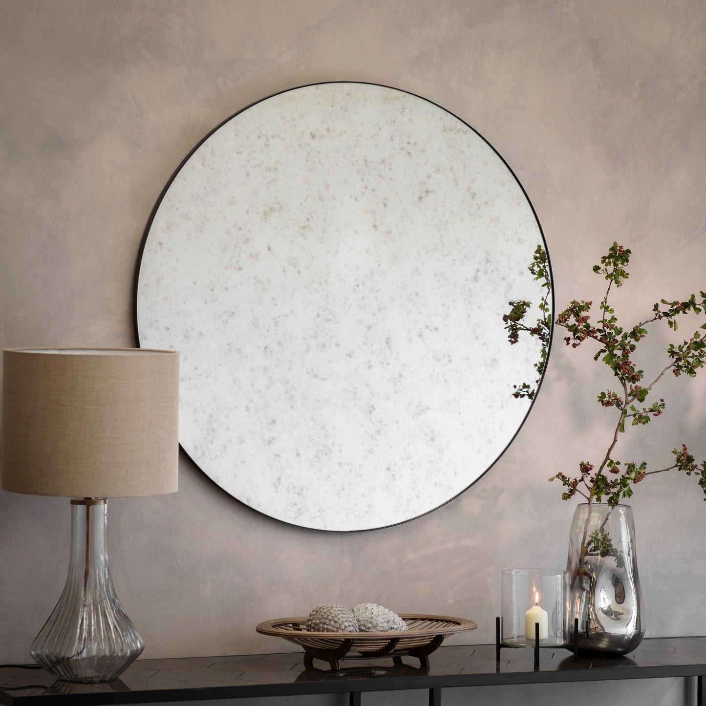 Wilton Antiqued Round Mirror
