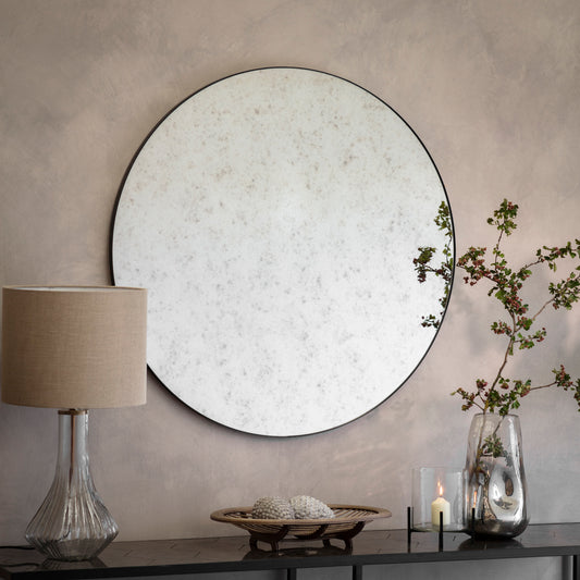 Wilton Antiqued Round Mirror