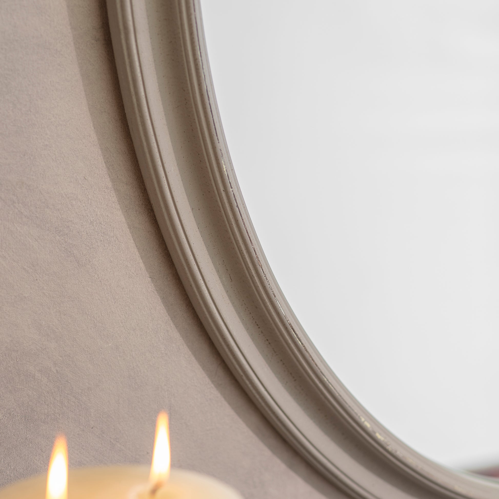 Wilton Grey Ribbon Top Oval Mirror