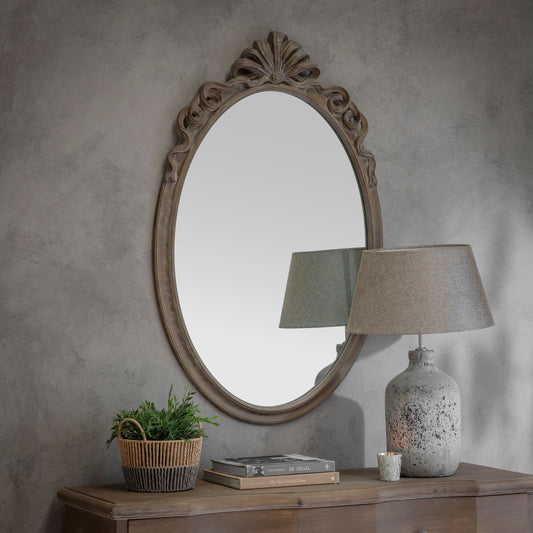 Wilton Natural Ribbon Top Oval Mirror