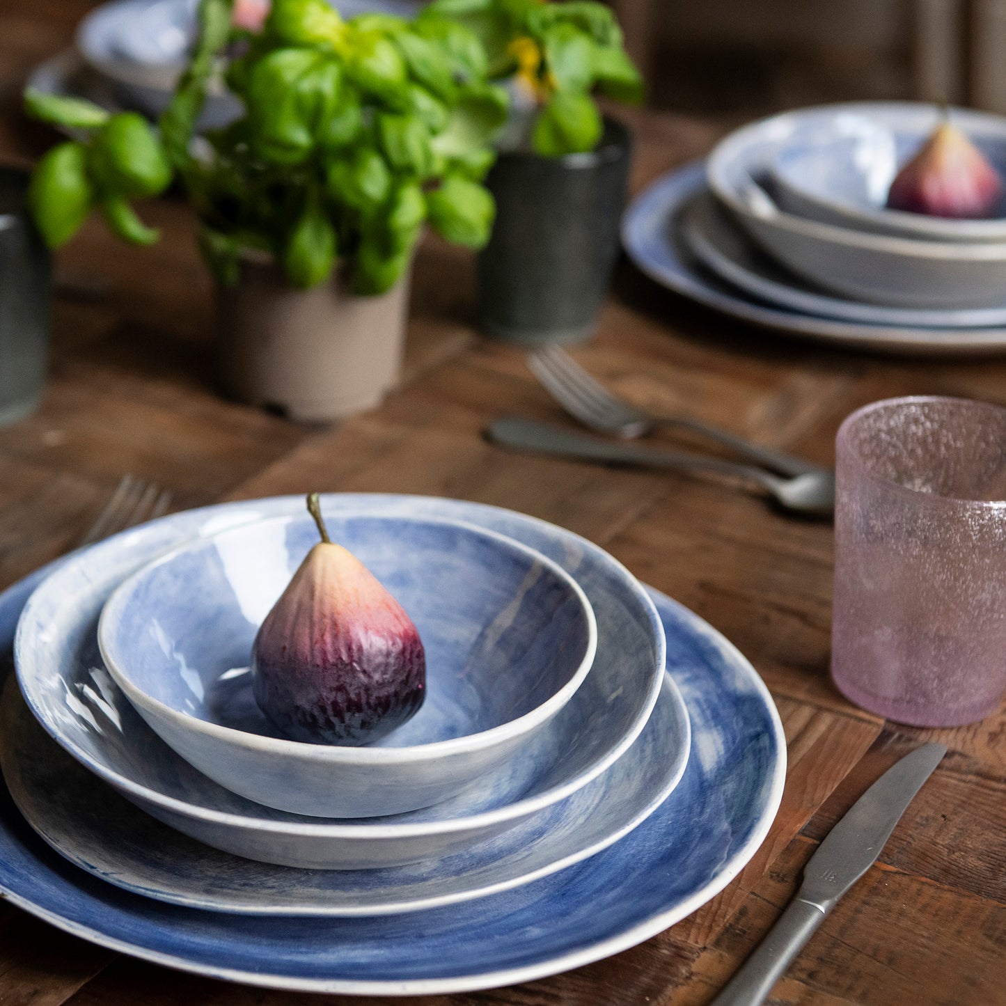 Wonki Ware 16 Piece Plain Wash Dinner Service Blue