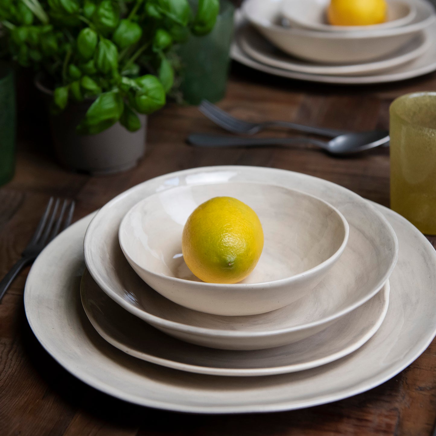 Wonki Ware 16 Piece Plain Wash Dinner Service Warm Grey