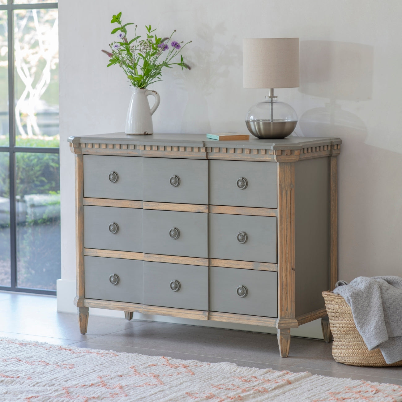 Loumarin Large Grey Chest of 3 Drawers