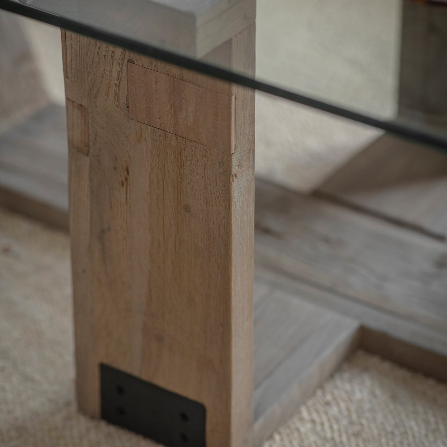 San Clemente Glass Top Elm Coffee Table