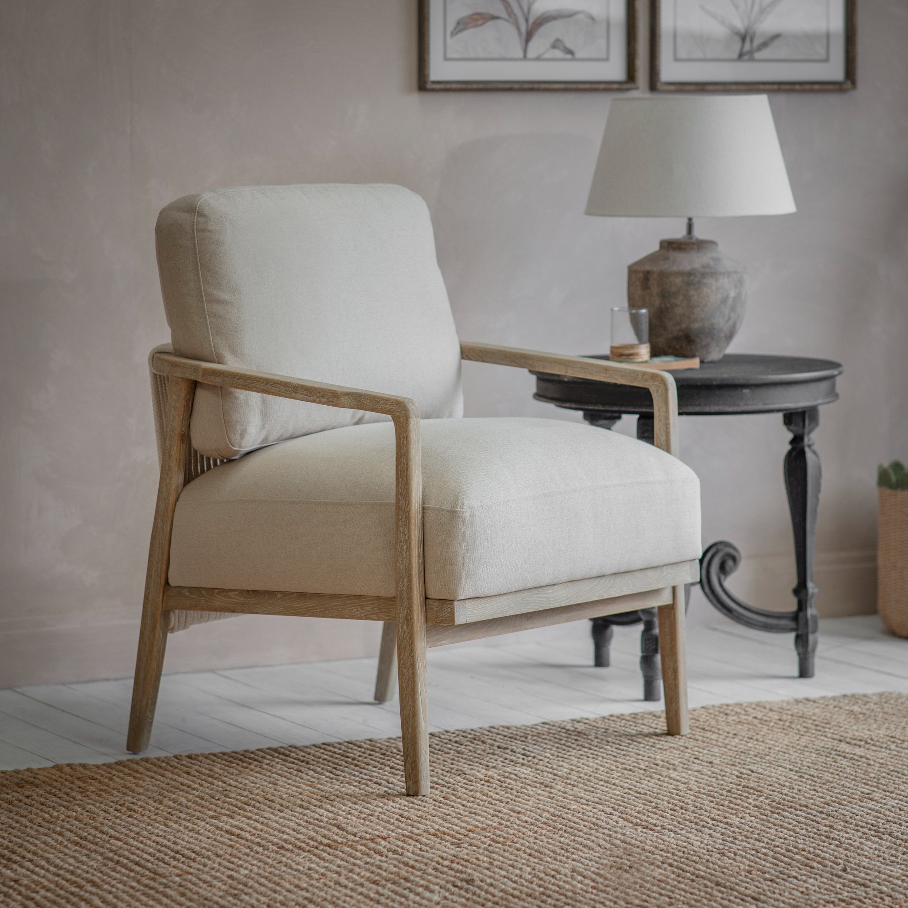 San Clemente Oatmeal Rope Back Armchair – One.World