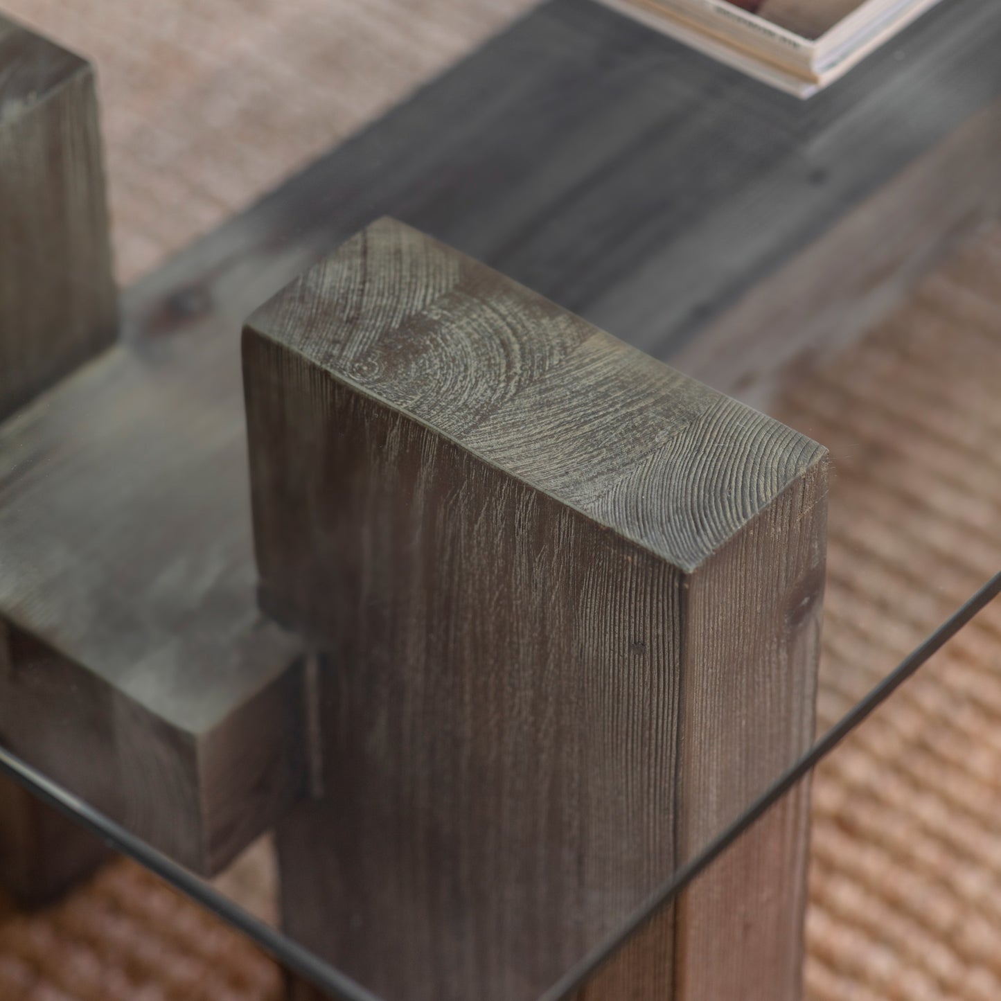 San Clemente Glass Top Pine Coffee Table