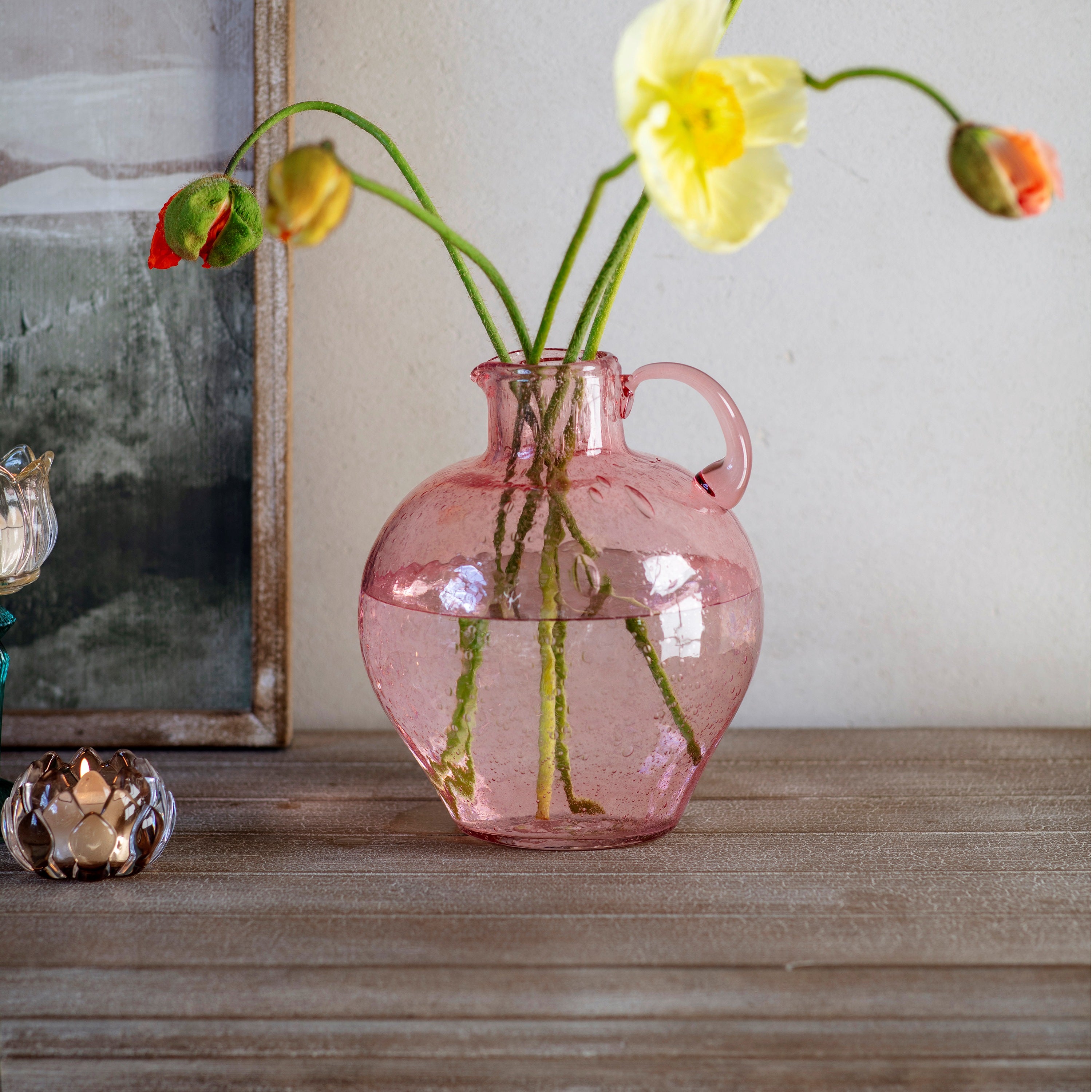 工芸品 Multi Glass Flower Vase (Pink) 工芸品 Multi Glass Flower Vase (Pink) 工芸品 Multi Glass