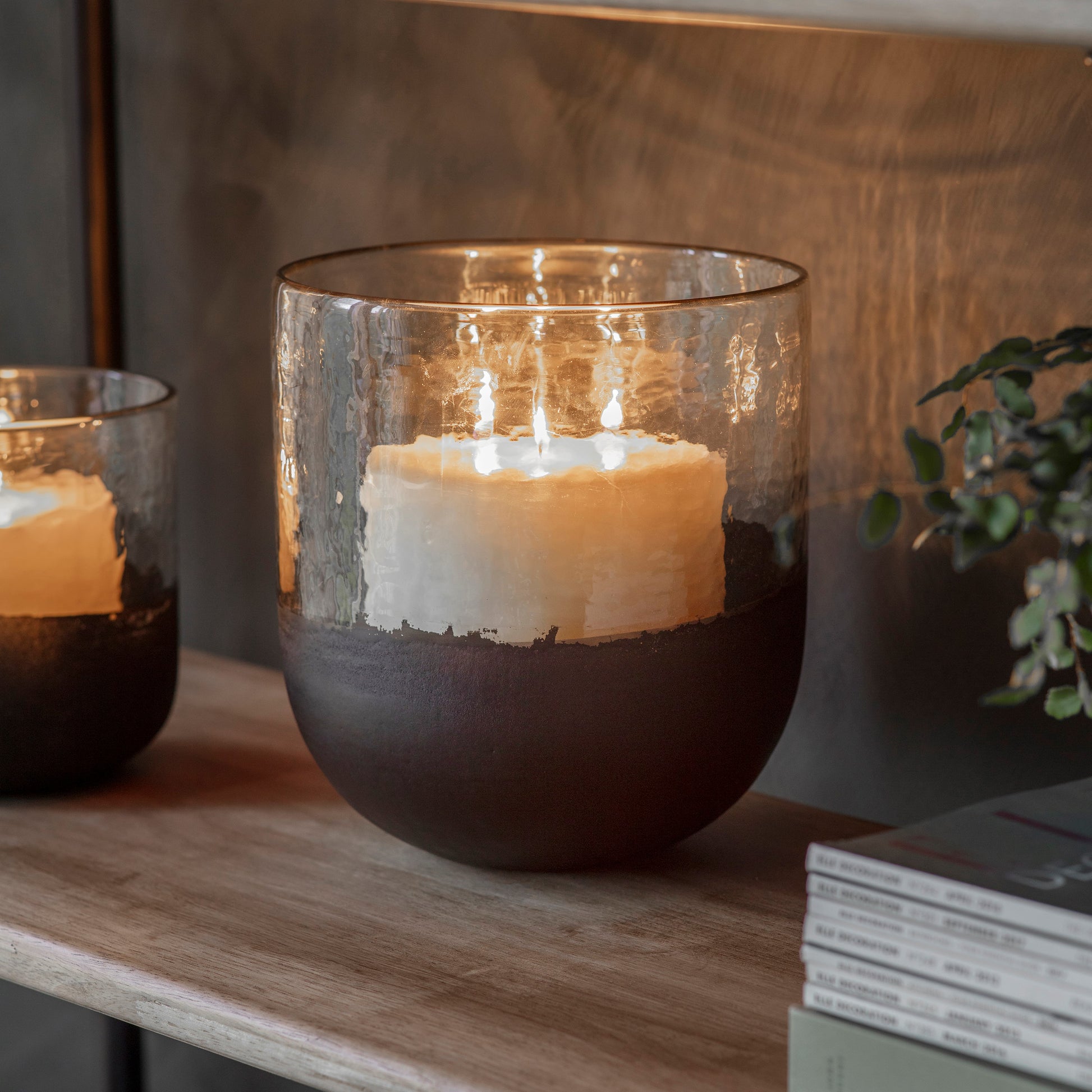 Da Gama Large Glass Votive with Black Base